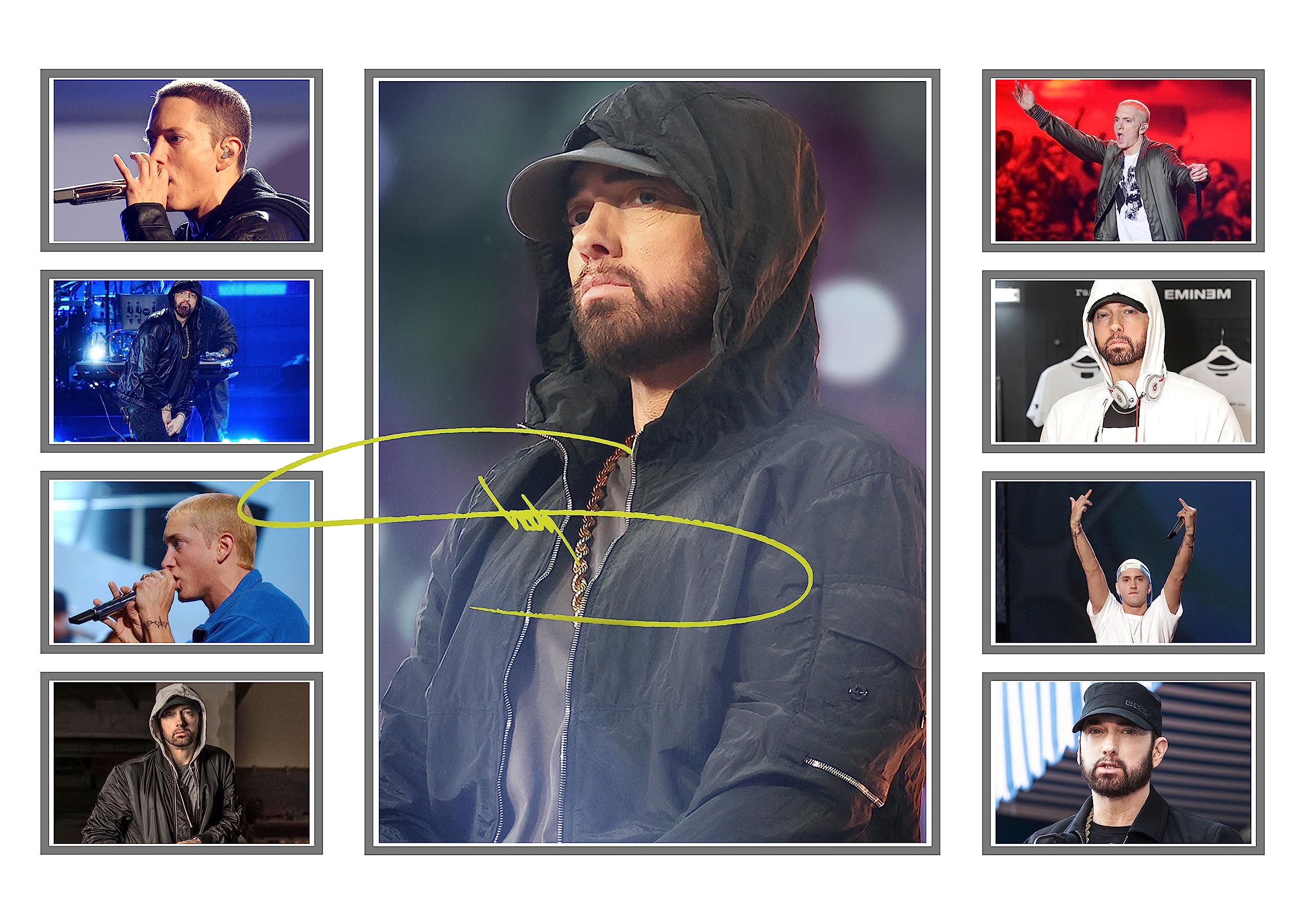 AllStarMedia Eminem Autograph Poster Print, Limited Edition Collage Of The Music Legend - Image 2