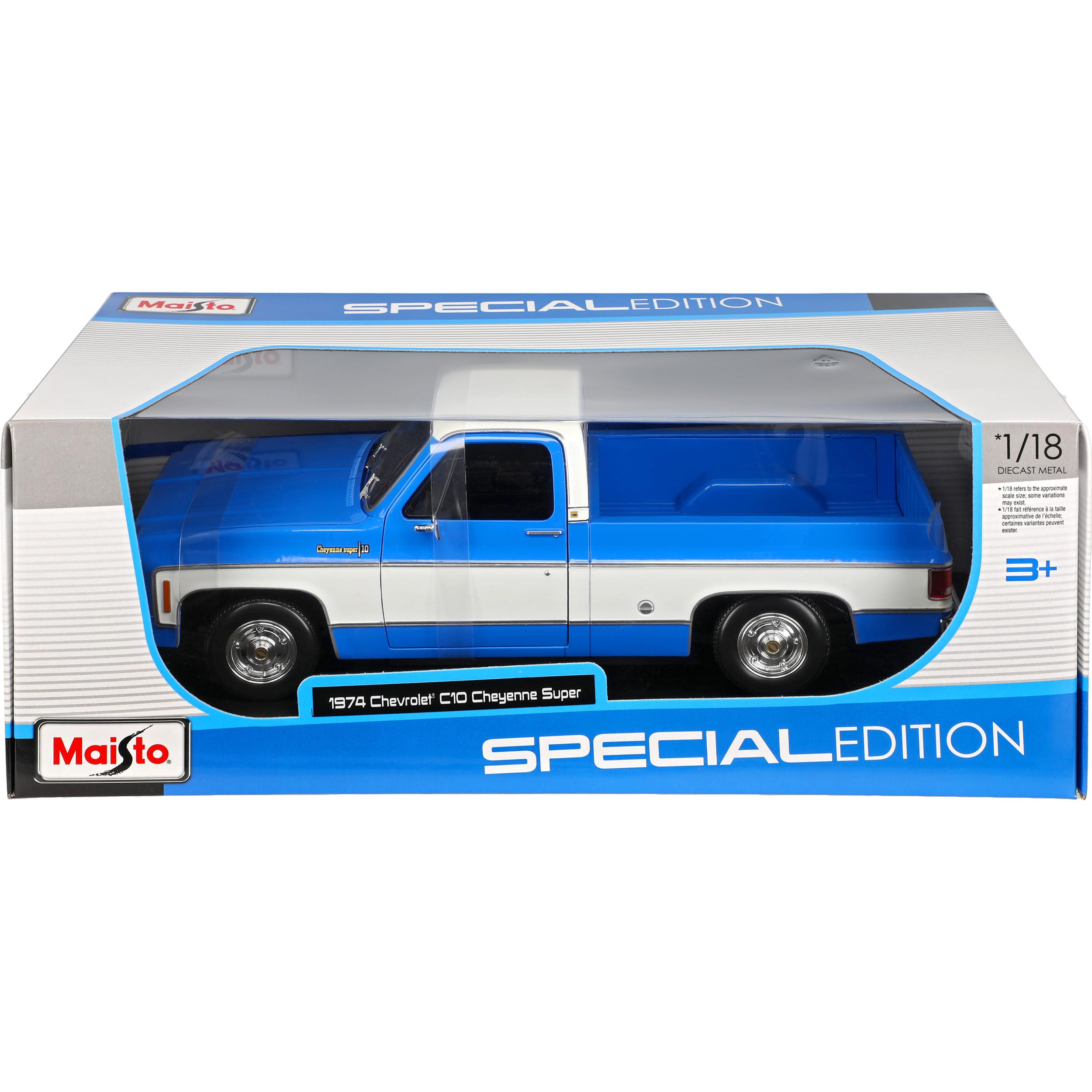 Chevrol. C10 Cheyenne Pick-Up Blau Weiss 3. Generation 1973-1991 1/18 Modell Auto