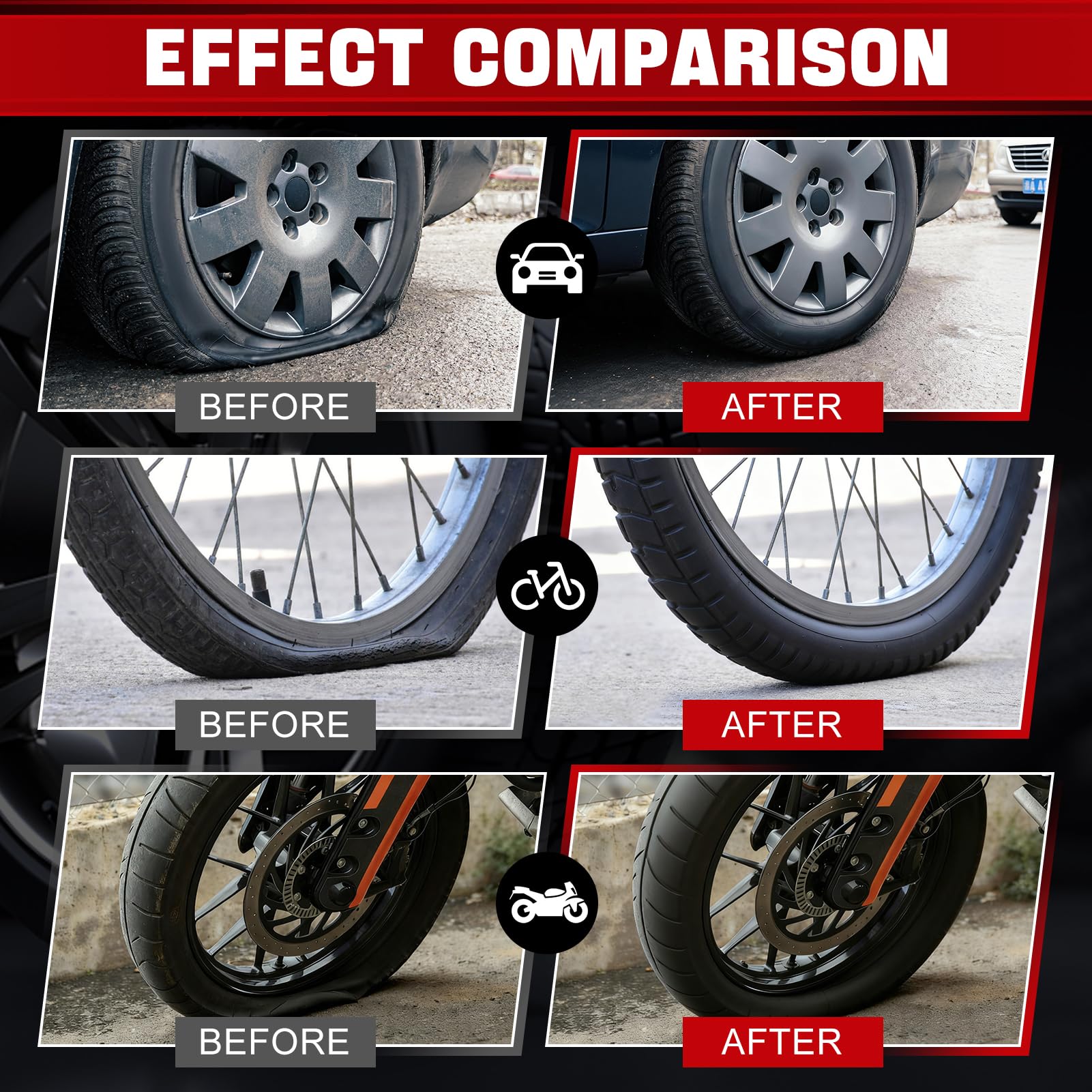Mastice Per Riparazione Pneumatici, Ripara Gomme Auto, Include una Spazzola, Sigilla e Ripara ed è Utilizzato per Riparare Pneumatici di Auto, Moto e Biciclette,250 ml
