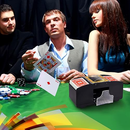 Miniatura 7 de AOPER Barajador automático de cartas, máquina de barajar cartas de póquer de casino electrónico - Mezclador de tarjetas de plástico a pilas - 2/4/6