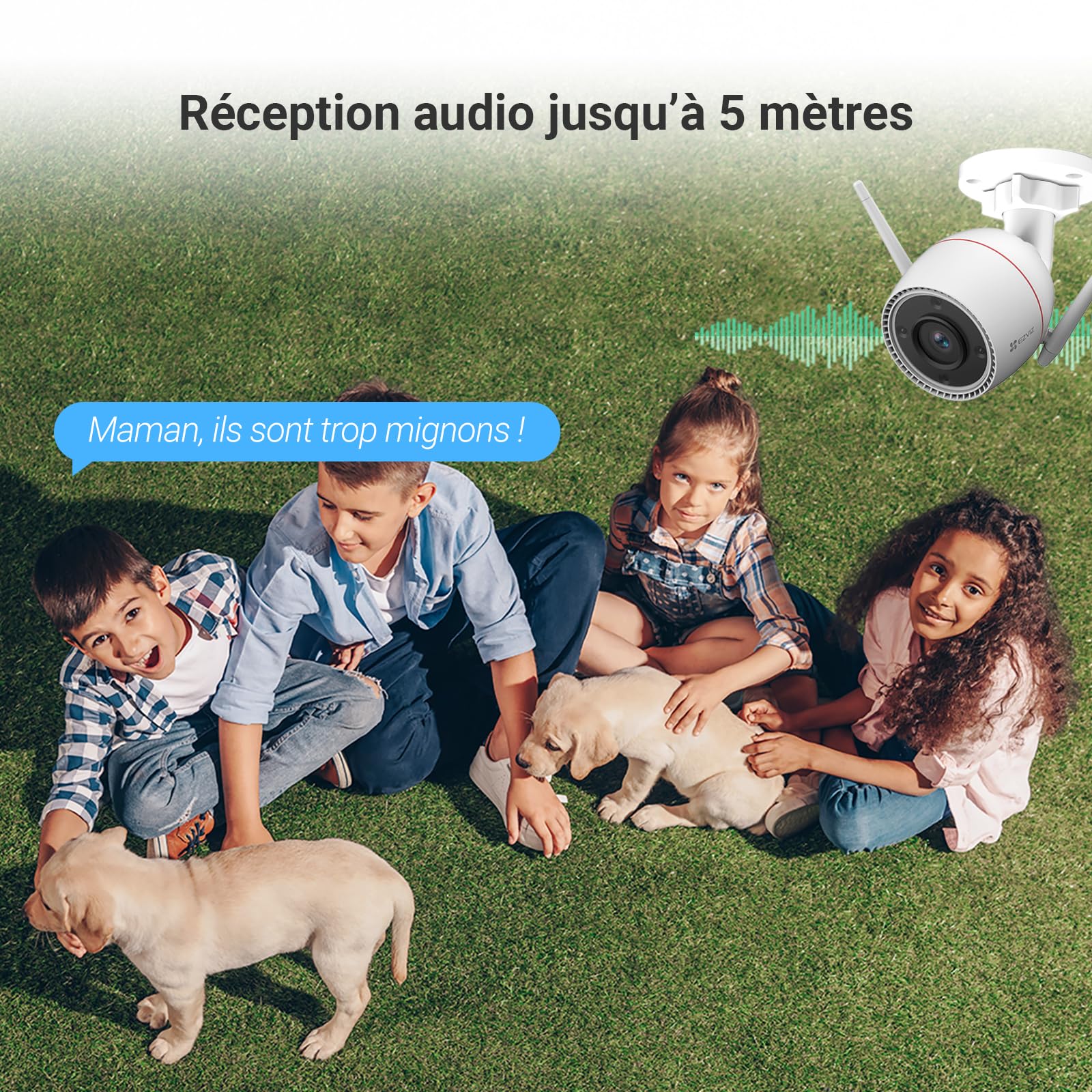 EZVIZ Outpro 2K Caméra Surveillance WiFi Extérieure avec Vision Nocturne en Couleur, Alarme Sirène et Flash, étanche IP67, Détection de Personne, Audio Bidirectionnel, H.265, Compatible Alexa
