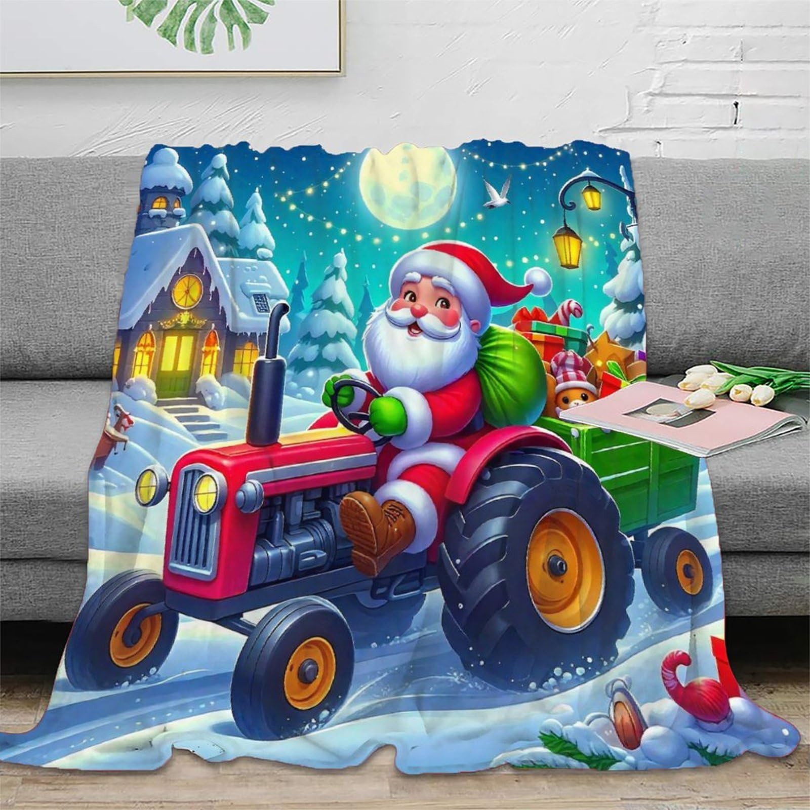 Couverture de lit tracteur imprimée 3D en microfibre douce pour canapé 127x152cm