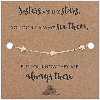 Sisters Gifts from Sister bracelets - Presents for sister Gift for Sister Birthday Gifts from Sister gifts from sisters gifts for sister from brother and sister gifts Gift for Sisters from sister - Golden Star sister Bracelet with Cute Card