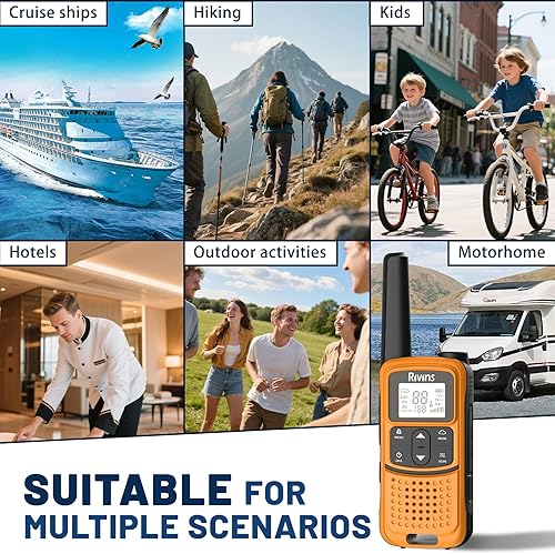 Miniatura 8 de Radios Walkie Talkies de largo alcance Rivins F22 Walkie Talkies recargables para adultos, NOAA, batería de 1400 mAh, cable USB-C, linterna, VOX,