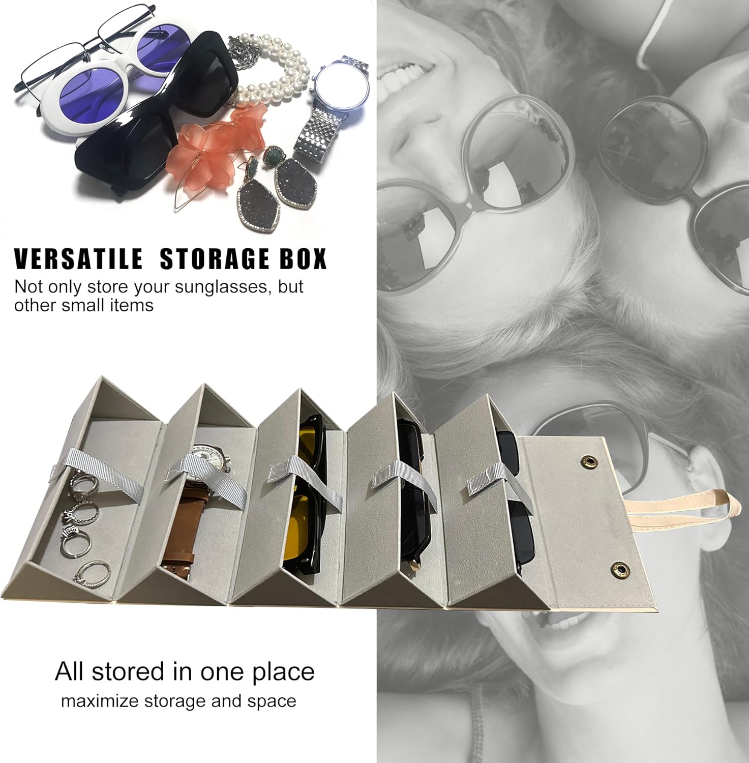 Longjet Sunglasses Organizer Travel Glasses Case 5 Slots Multiple Pairs Eyeglasses Storage Box Hanging Eyewear Holder - Image 6