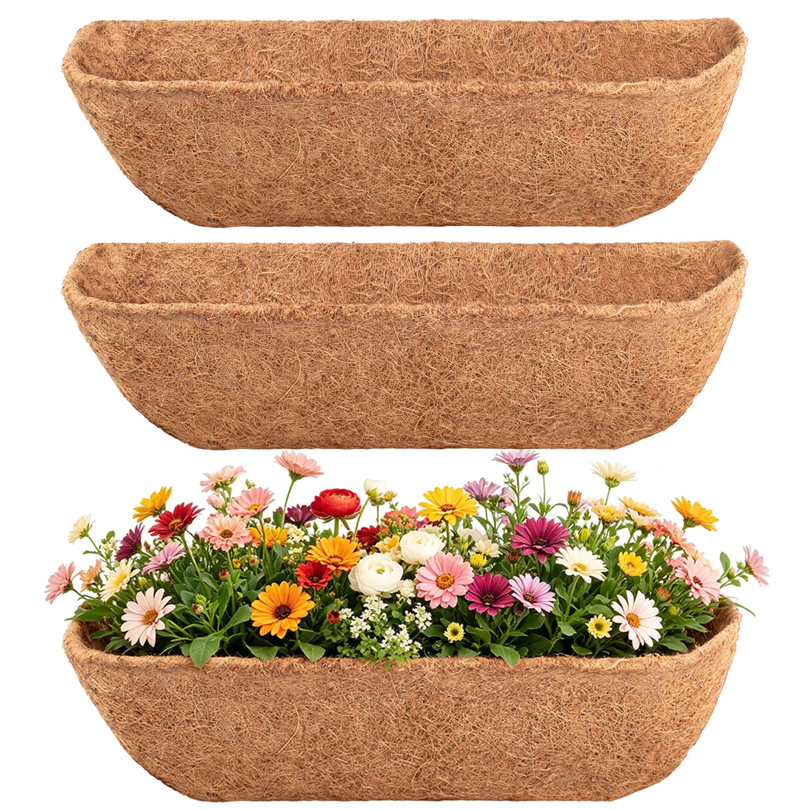 Doublure en fibre de coco pour jardinières de balcon et terrasse 91cm
