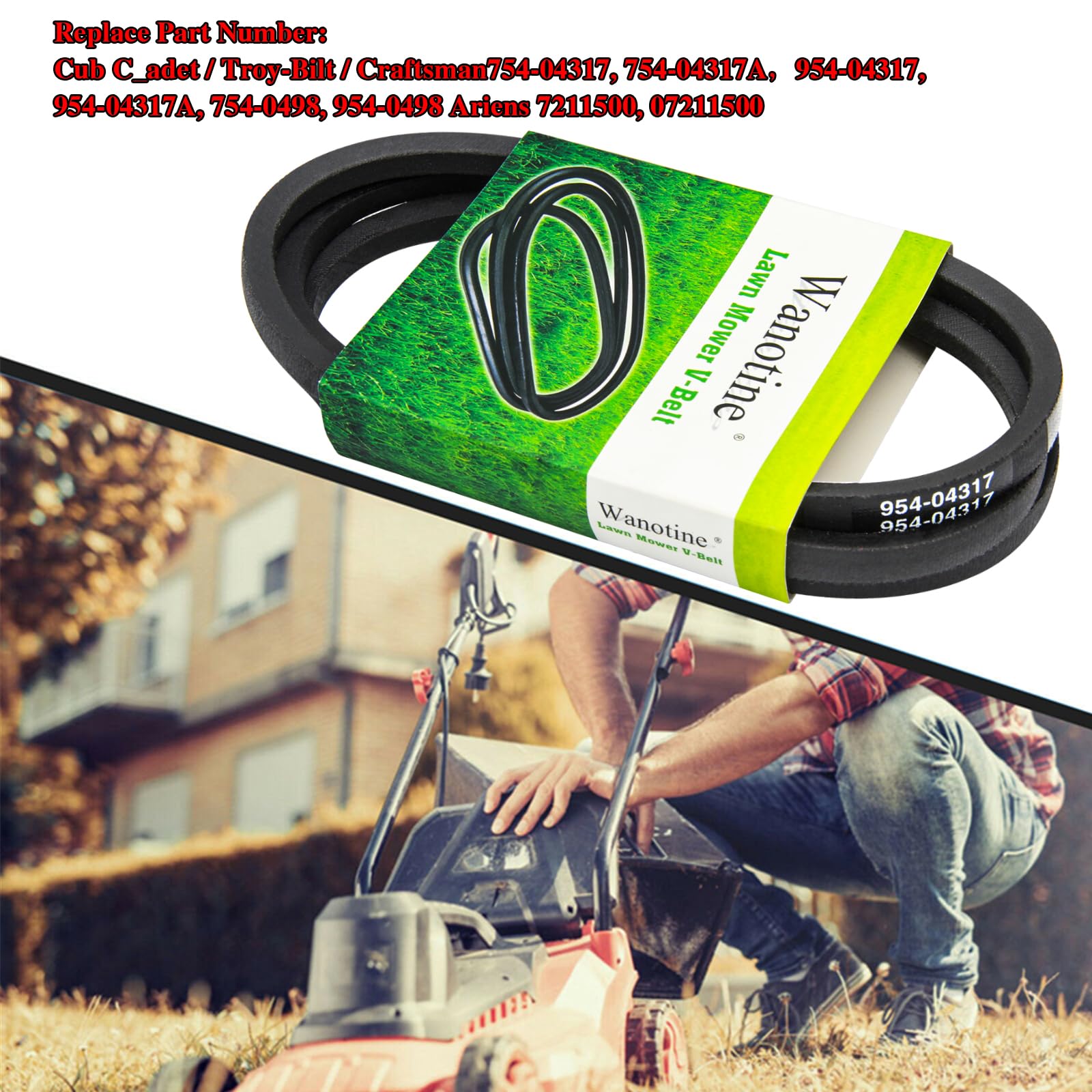 Amazon.com : Wanotine 954-04317A Drive Belt Replaces Cub Cadet MTD