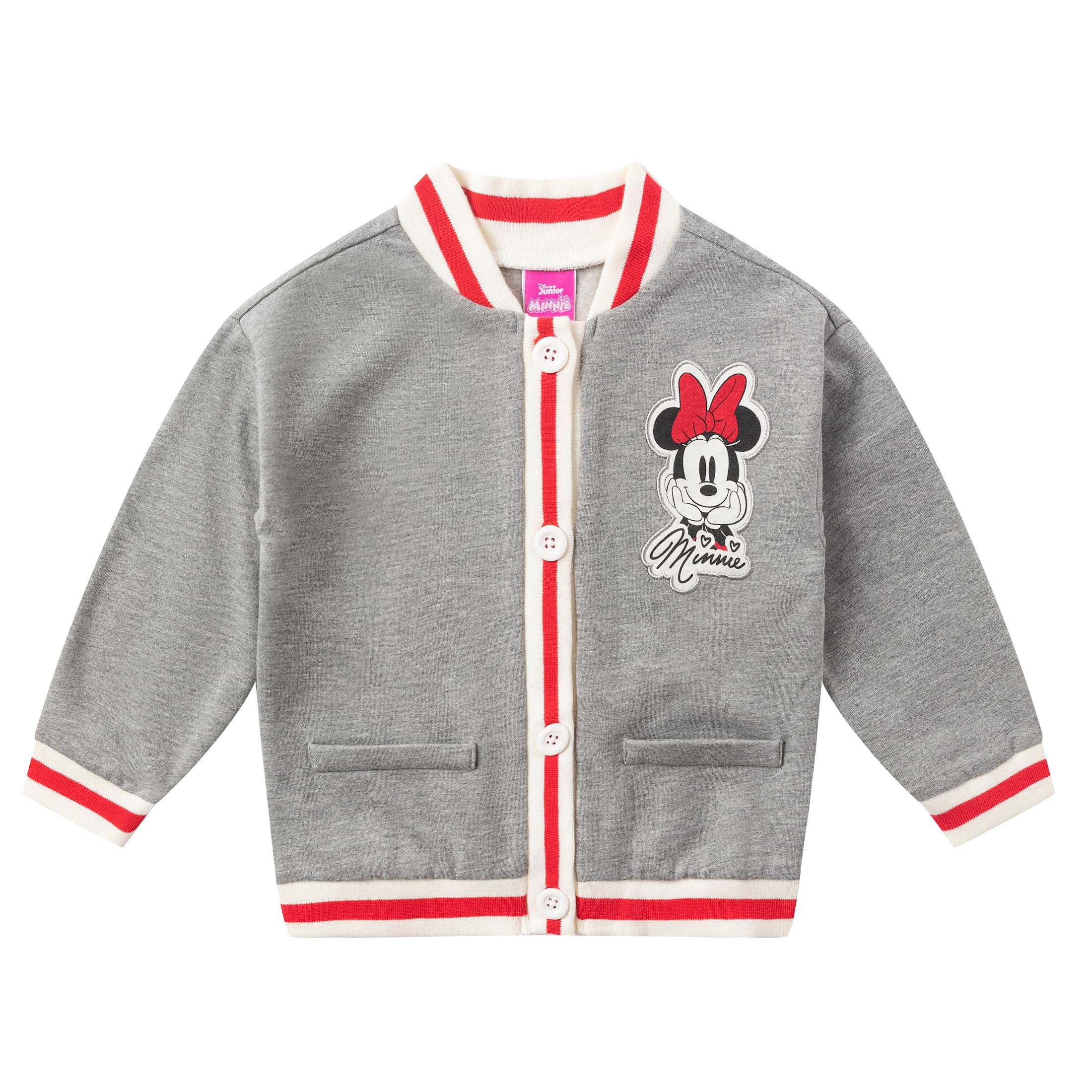 Disney Minnie Mouse - Set da 3 pezzi con leggings svasati, cardigan e maglietta con paillettes, per bambine