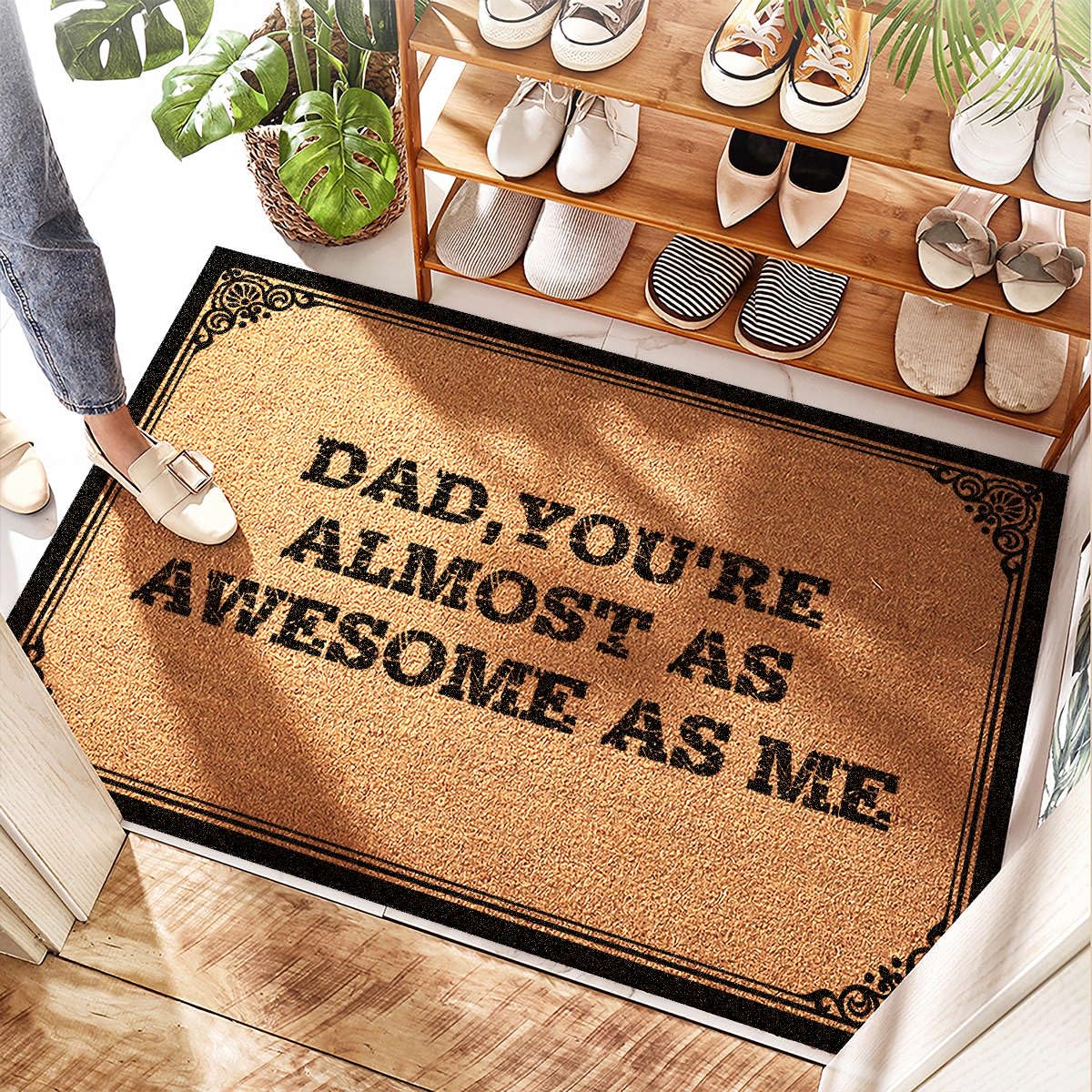 Paillasson d'entrée en fibre de coco naturelle Royal Welcome Dad tapis de sol porte 65cm