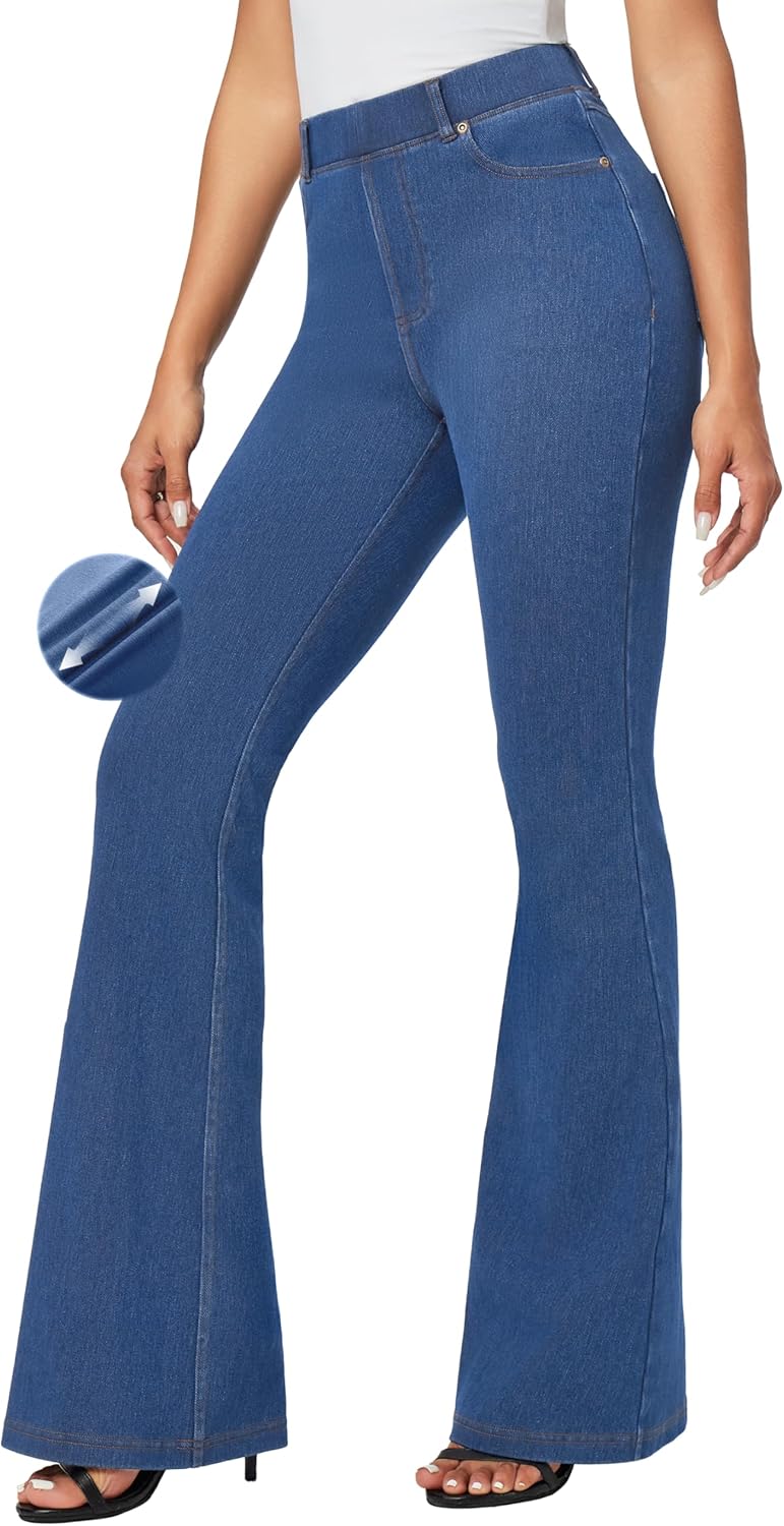 IUGA Bell Bottom Jeans for Women High Waisted Stretchy Pull On Sweatpant Jeans Women Flare Leggings Tummy Control Flare Pants