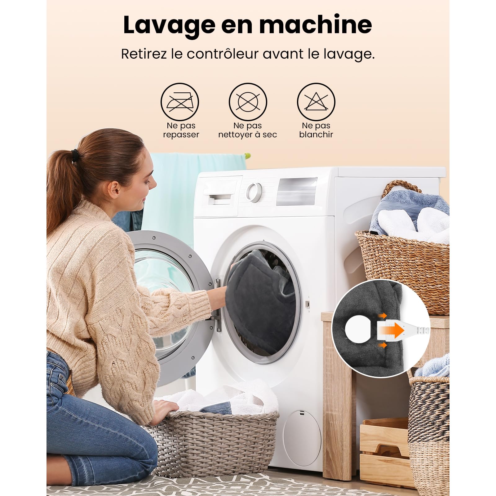 BOB AND BRAD Coussin Chauffant Électrique pour Dos, Nuque et Épaules, 6 Niveaux de Chaleur, 4 Minuteries, Chauffage Rapide, Flanelle Lavable, Cordon Extra Long 2,74m, 60x85cm- Gris