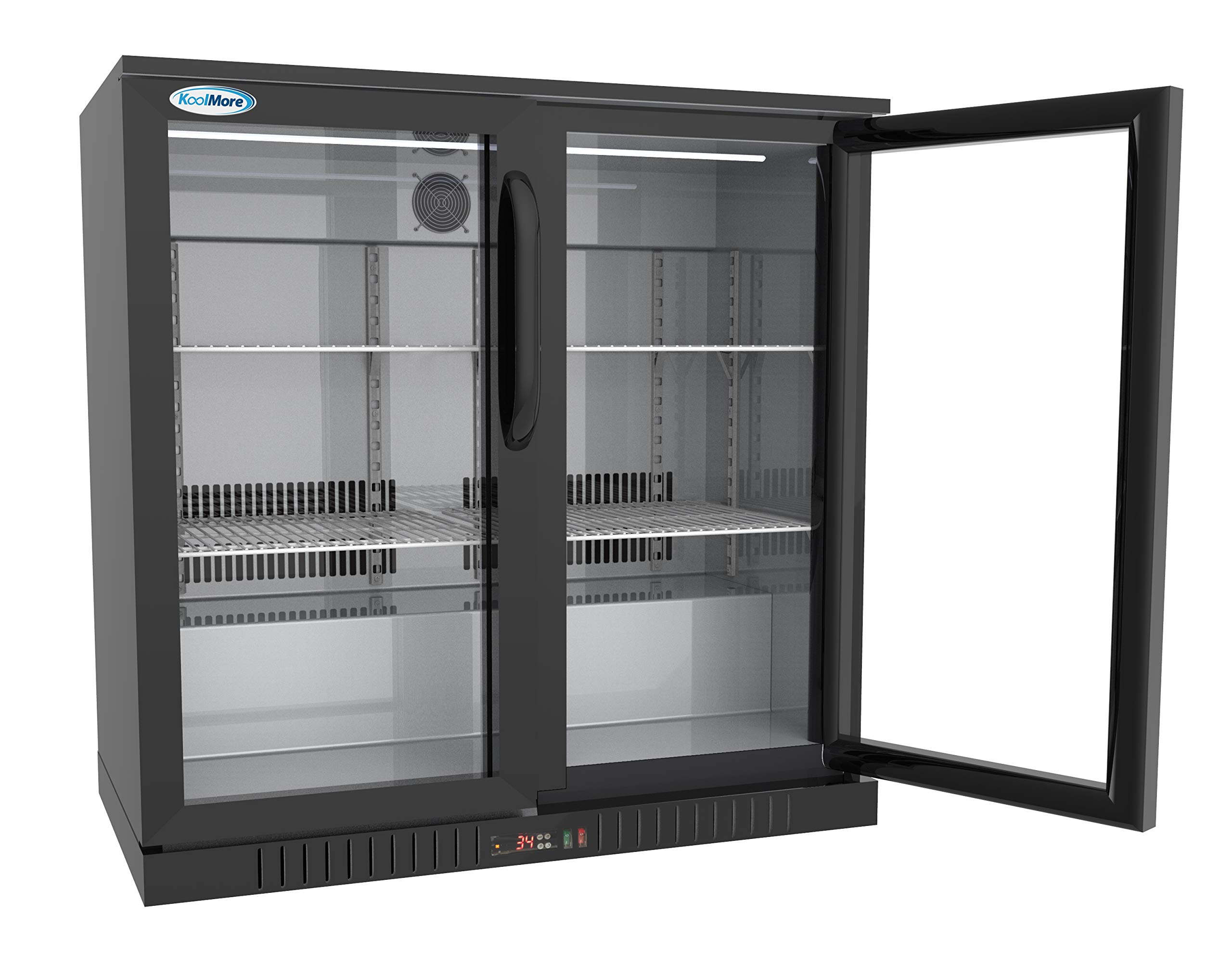 KoolMore 2 Door Back Bar Cooler Counter Height Glass Door Refrigerator
