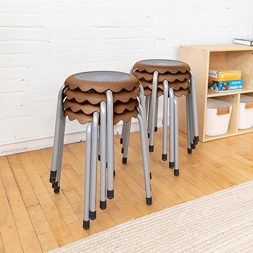 Vista 74 de ECR4Kids Daisy - Juego de taburetes apilables, asientos flexibles, espuma de mar, 8 piezas