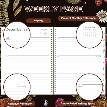 2027 Planner - January - December 2027, 8.5 x 11 Weekly Monthly Planner 2027, 2027 Calendar Spiral Bound with 12 Monthly Tabs, Inner Pocket