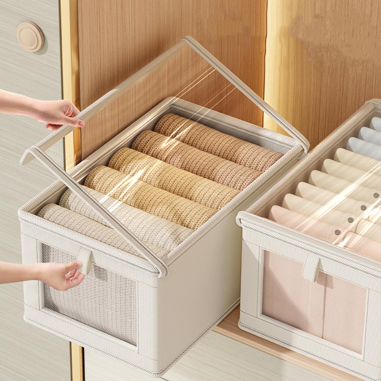 2er-Set Kleiderschrank-Organizer Mit Griffen, Schrank-Organizer, Aufbewahrungsbox, Schubladen-Ordnungssystem, Faltbarer Kleiderschrank-Organizer Aus Stoff For Kleiderschrankhosen, Socken, Kleidung(B,3
