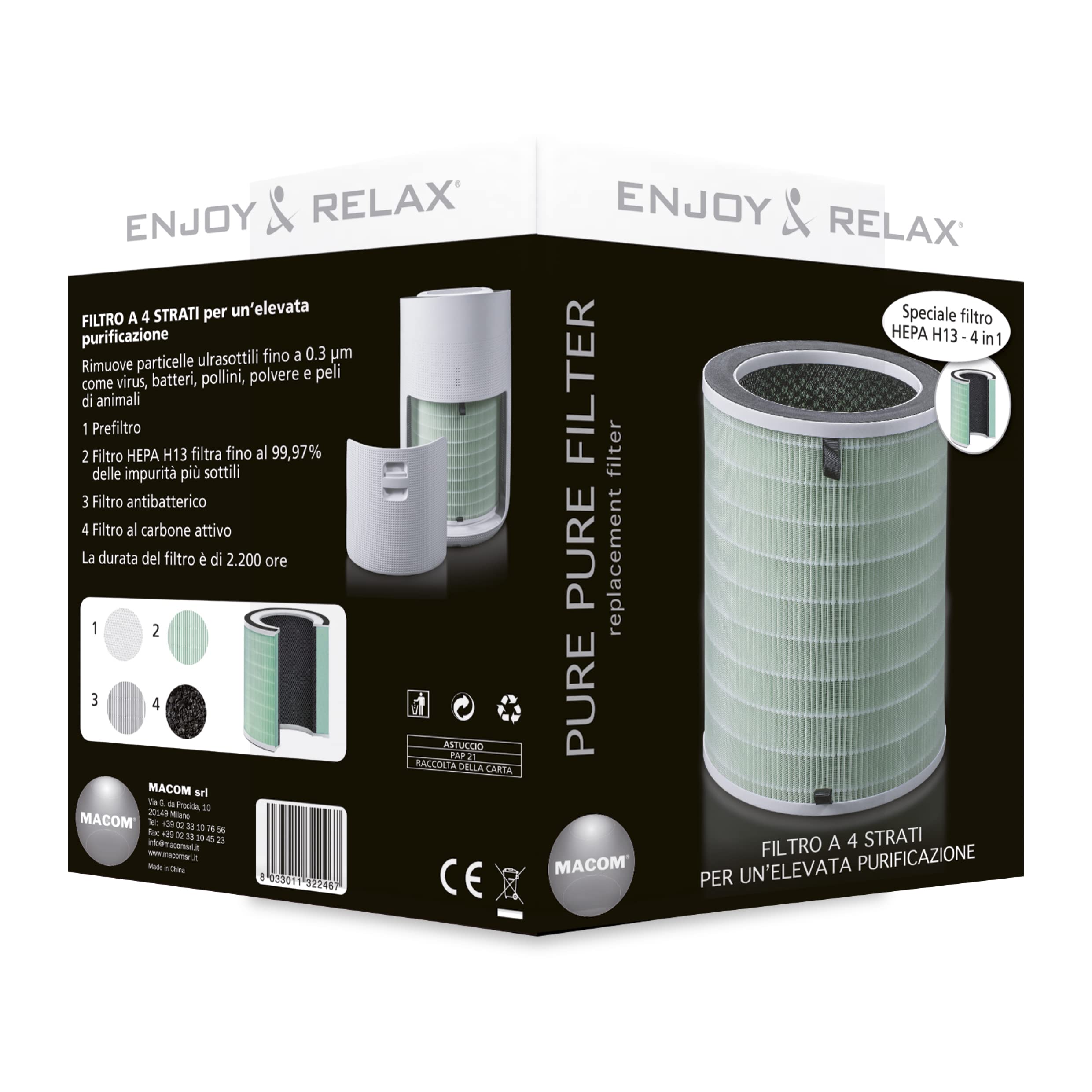 MACOM Enjoy & Relax 882 Pure Pure Filter Filtro A 4 Stati per un'elevata purificazione