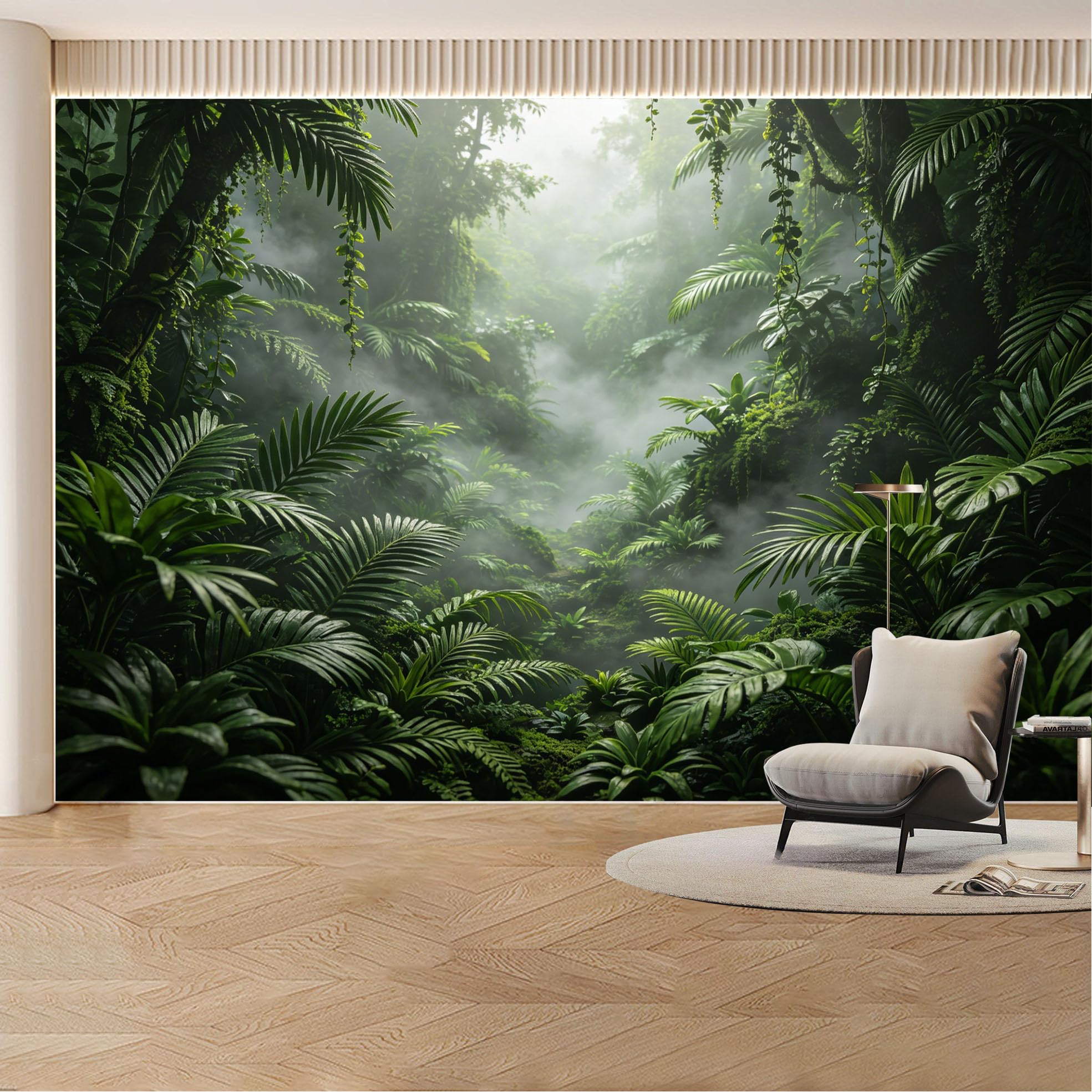 Custom Wall Mural Wallpaper Tropical Rainforest Jungle Nature Landscape 3D Effect Wall Decor Misty Living Room， Bedroom， Office
