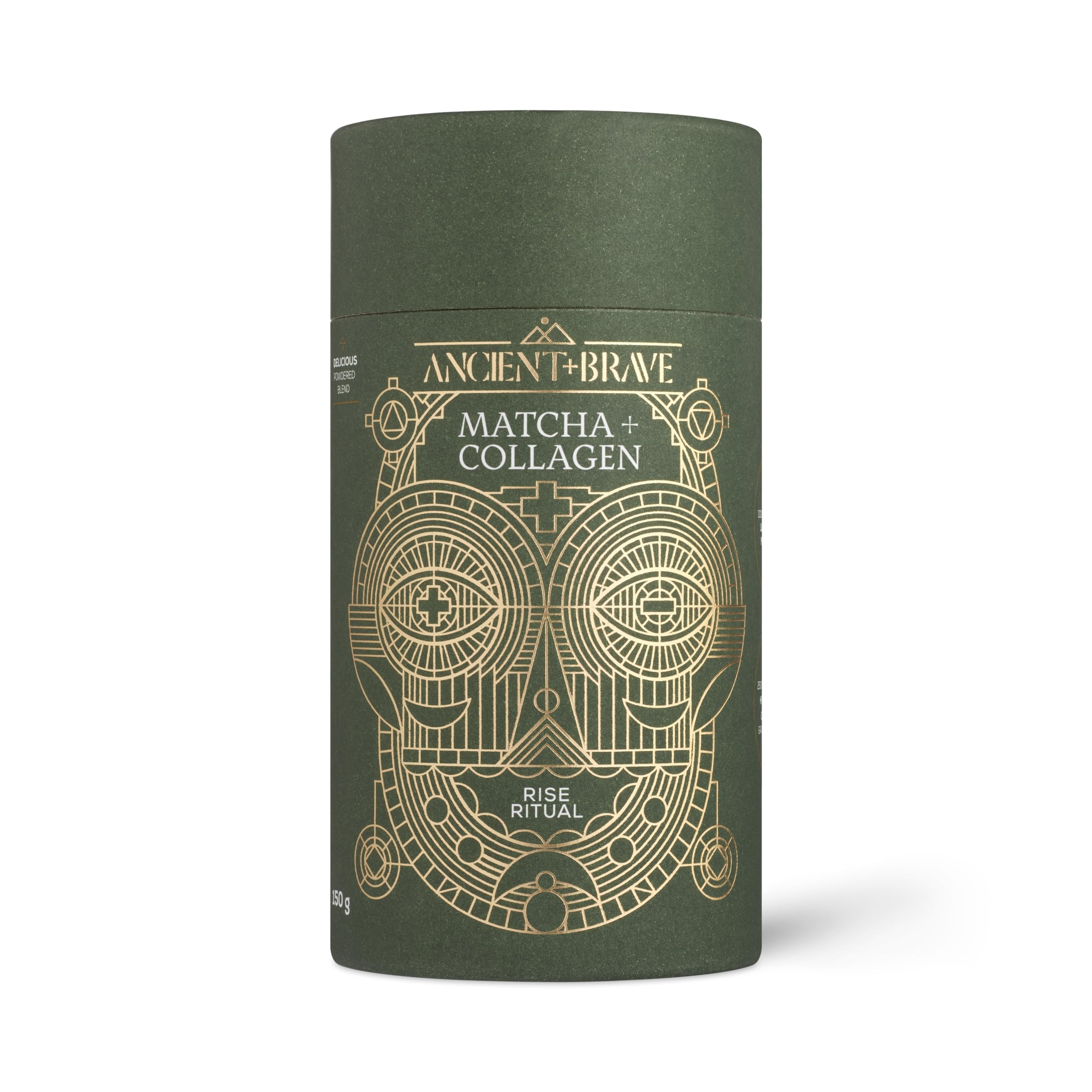 Ancient + BraveMatcha + Collagen 150g Tub - Lion's Mane Mushroom Powder Supplement - Hydrolysed Collagen Peptides - Radiant Skin, Hair & Nails