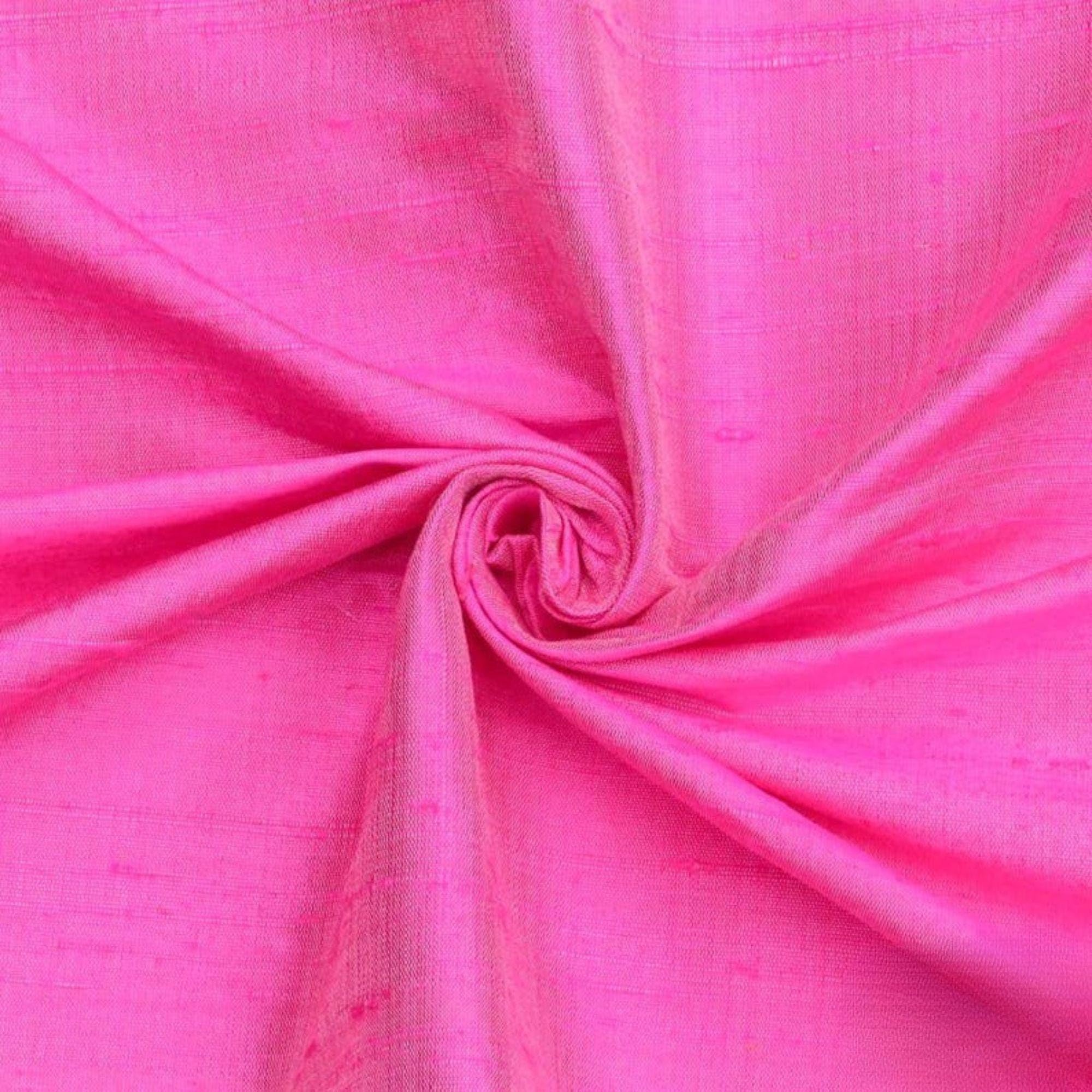 Fabric Mart Direct Bubblegum Pink 100% Pure Silk Dupioni Fabric By The Metre, 4 Continuous Metres 104 cm width Pure Raw Silk Solid Color Pink Wholesale Silk Upholstery Fabric for Curtains Bridal Dress โ image 1
