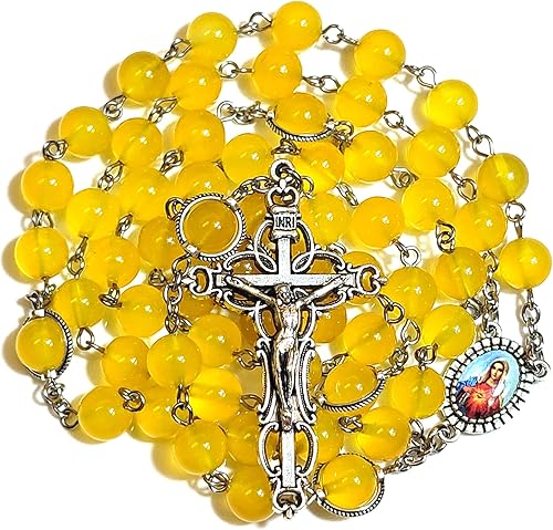 Rosario Cuentas Chaplet Rojo Verde Ágata Natural Rosería Regalos Católicos