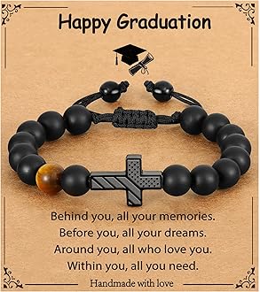 P. BLAKE Stocking Stuffers Christmas Gifts- Cross Bracelet for Teen Teenage Boys, American Flag Cross Beads Bracelet Christian Religious Jewelry Gifts Ideas for Boys Kids Teens Him