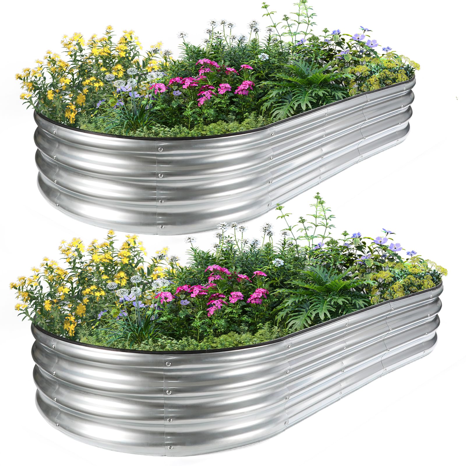 JERIA 6x3x1ft Oval Raised Garden Bed