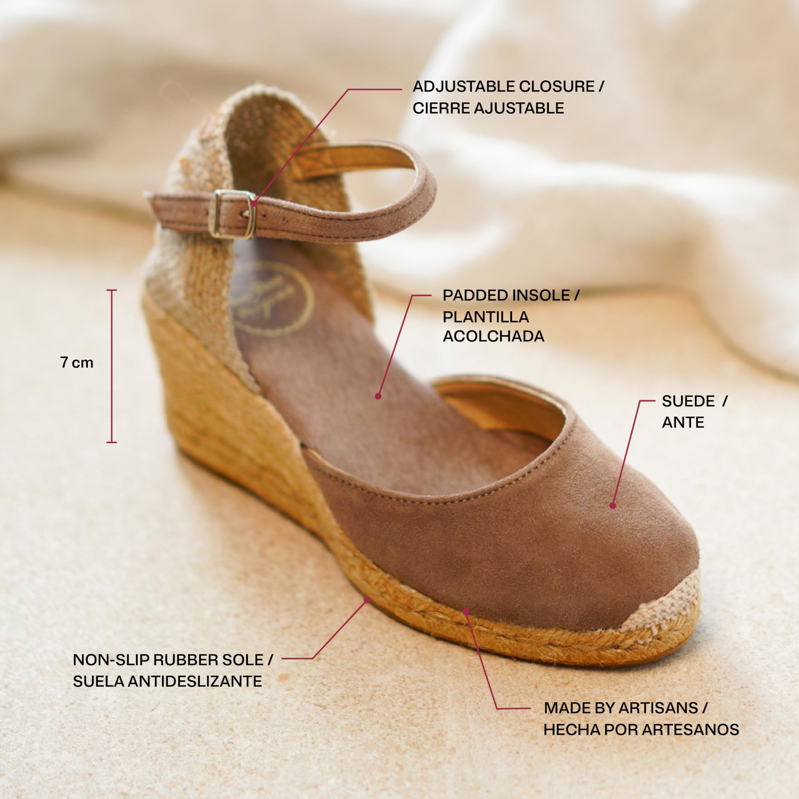 Toni Pons Lloret-5 - Keil-Espadrille für Damen in Uni-Tönen Veloursleder.