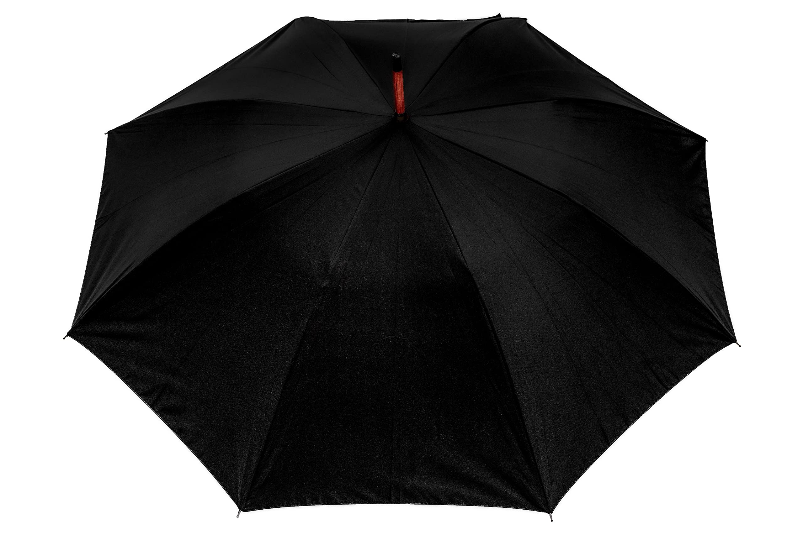 Sun Reporter Umbrella Black Stick Wooden UV Protective Crook Handle 41 Inches Automatic Open