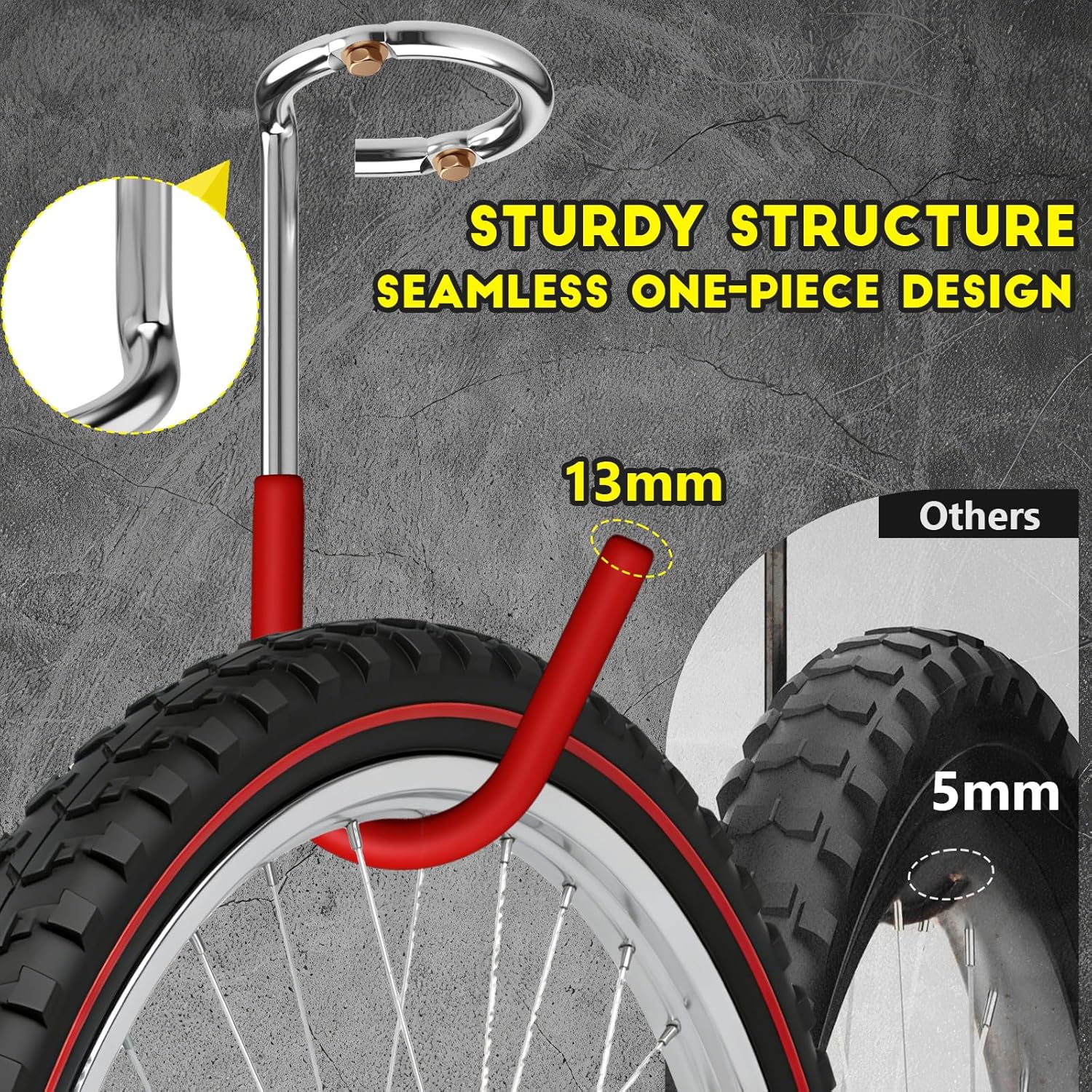 9.45" Garage Hooks Heavy Duty 330 lb – 2 Pack Long Bike/Ladder/Kayak Ceiling & Wall Hook Set – Anti-Slip PVC Coated Steel – Red