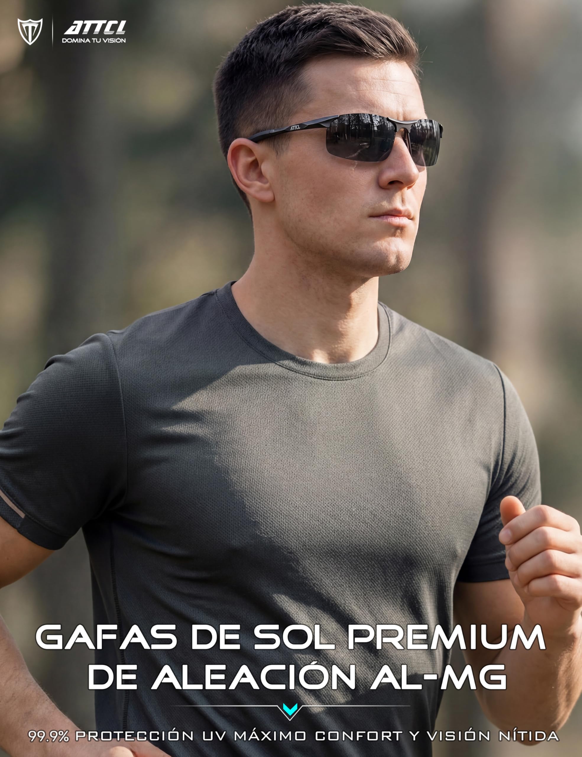 ATTCL Gafas de Sol Hombre Polarizadas: Protección UV400 25g Ligero Bastidor AL-MG Lentes Espejadas Deportes Pesca Conducir