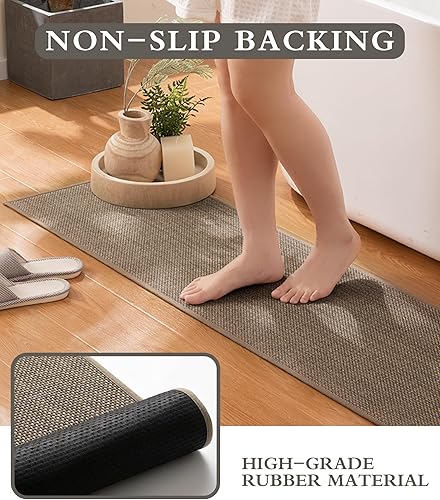 Miniatura 5 de YIHOUSE Alfombras de baño de 17 x 47 pulgadas, alfombra de baño larga antideslizante de secado rápido, alfombras de baño delgadas para debajo de la