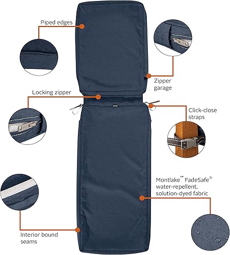 Miniatura 13 de Classic Accessories Montlake FadeSafe - Funda de cojín resistente al agua para patio, 74 x 23 x 3 pulgadas, color carbón claro