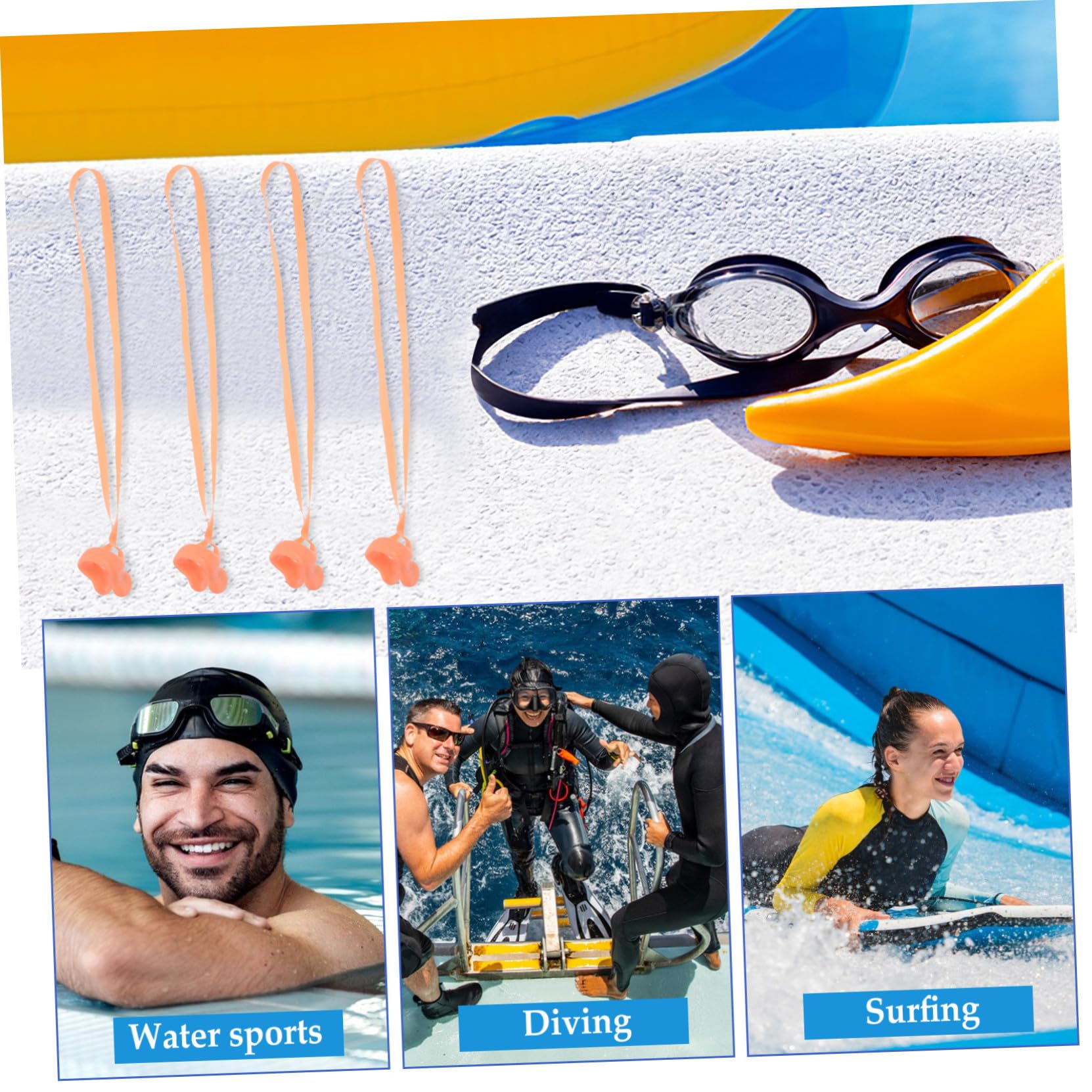 BESPORTBLE Fermanaso con Cordino Surfcasting Attrezzatura Anti-Perdita Nasale Clip Tappi Nasali per Nuotatori Stringinaso Impermeabile Morsetti per Naso Fornitura di Nuoto