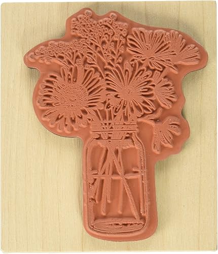 Miniatura 2 de Inkadinkado Sello de goma montado en tarro de albañil floral para hacer tarjetas y álbumes de recortes, 3.5 x 4 pulgadas