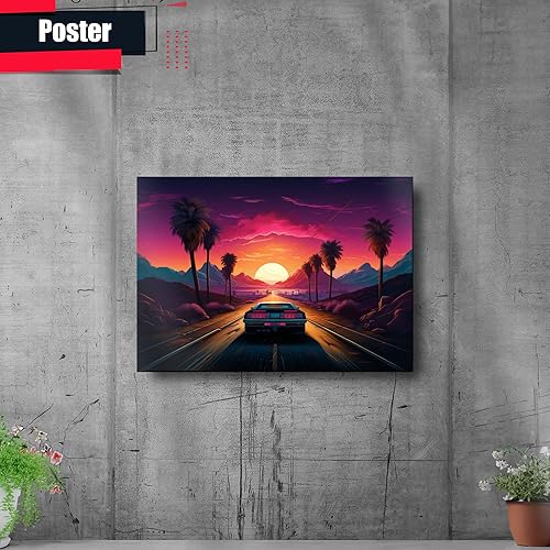 Miniatura 2 de Unique Synthwave Style Retro Art, 80s style art, framed poster print, guest room art, cool living room art, Nature Wall Art, poster