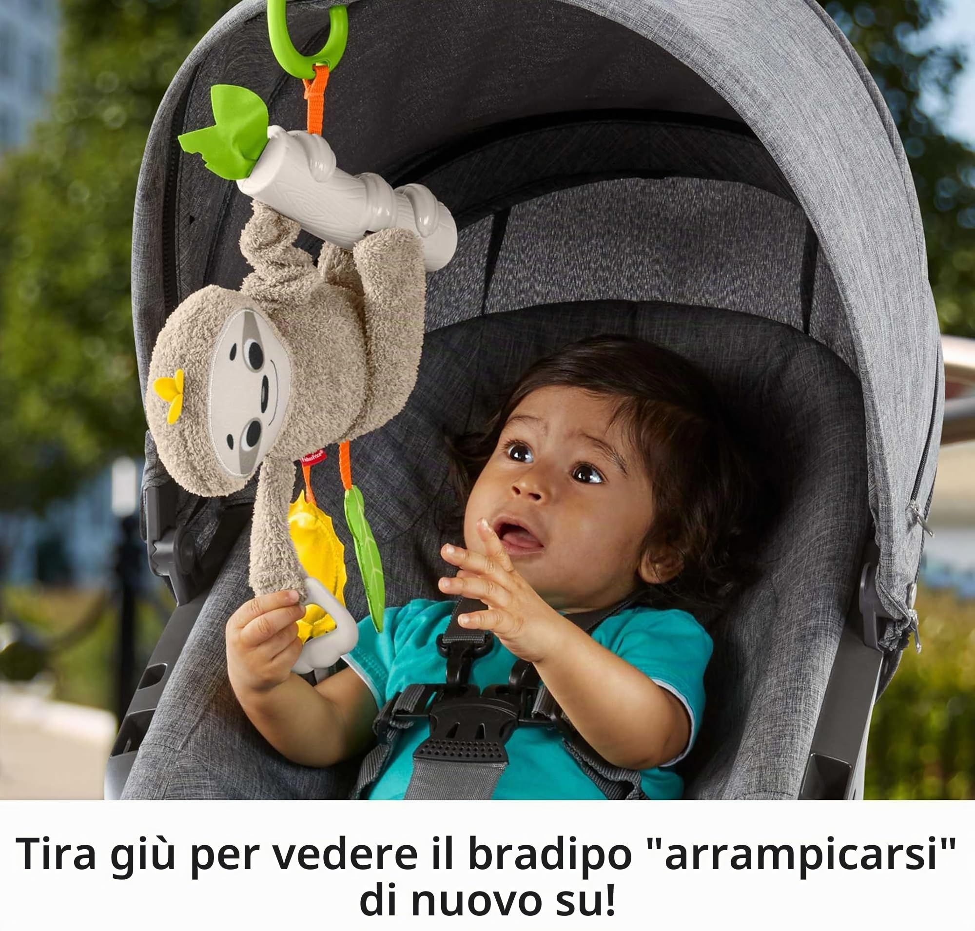 Fisher-Price Bradipo, Giocattolo Agganciabile per Passeggino, per Neonati, FXC31
