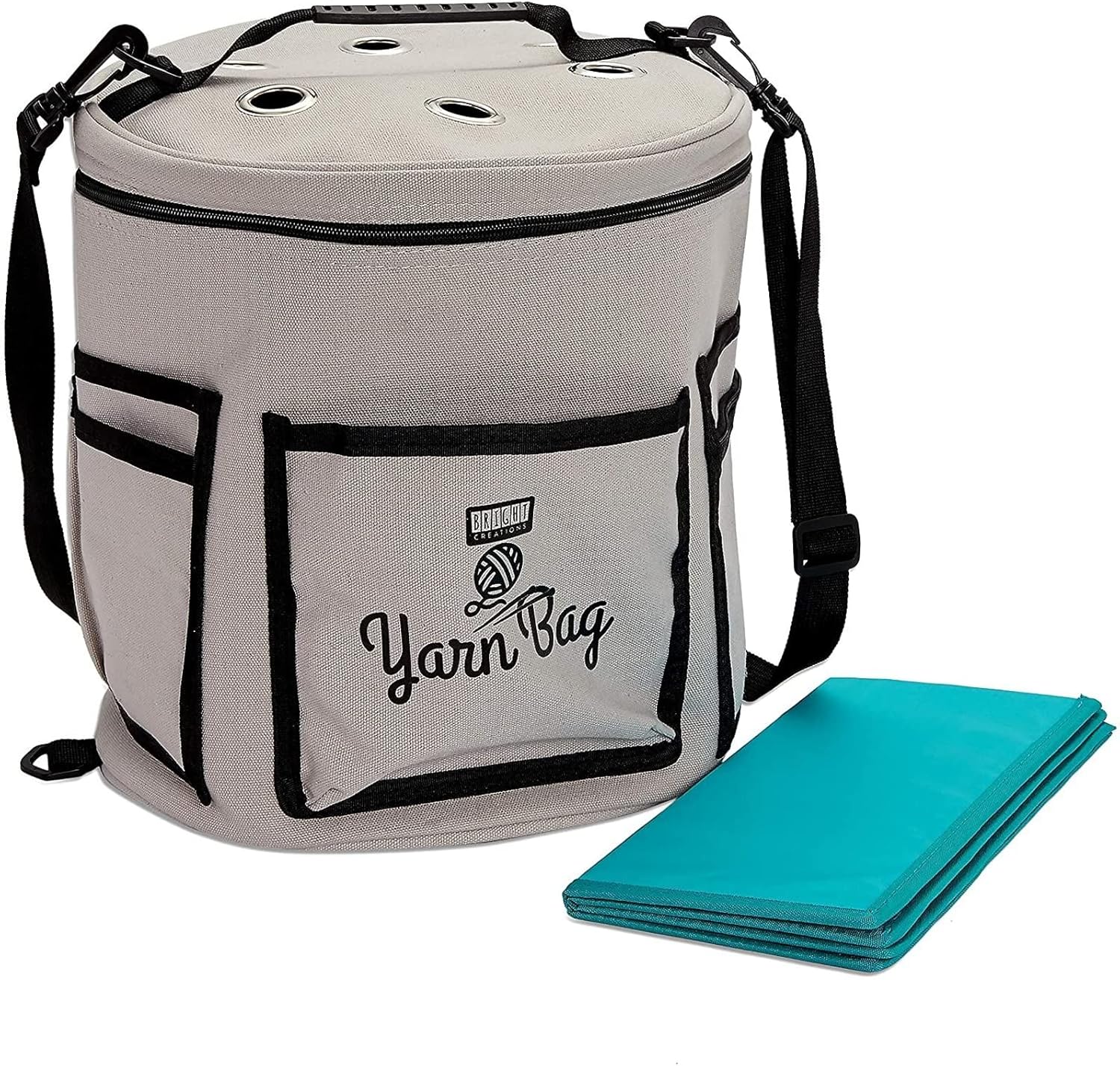 Grey Yarn Bag with Dividers for Portable Knitting Kit