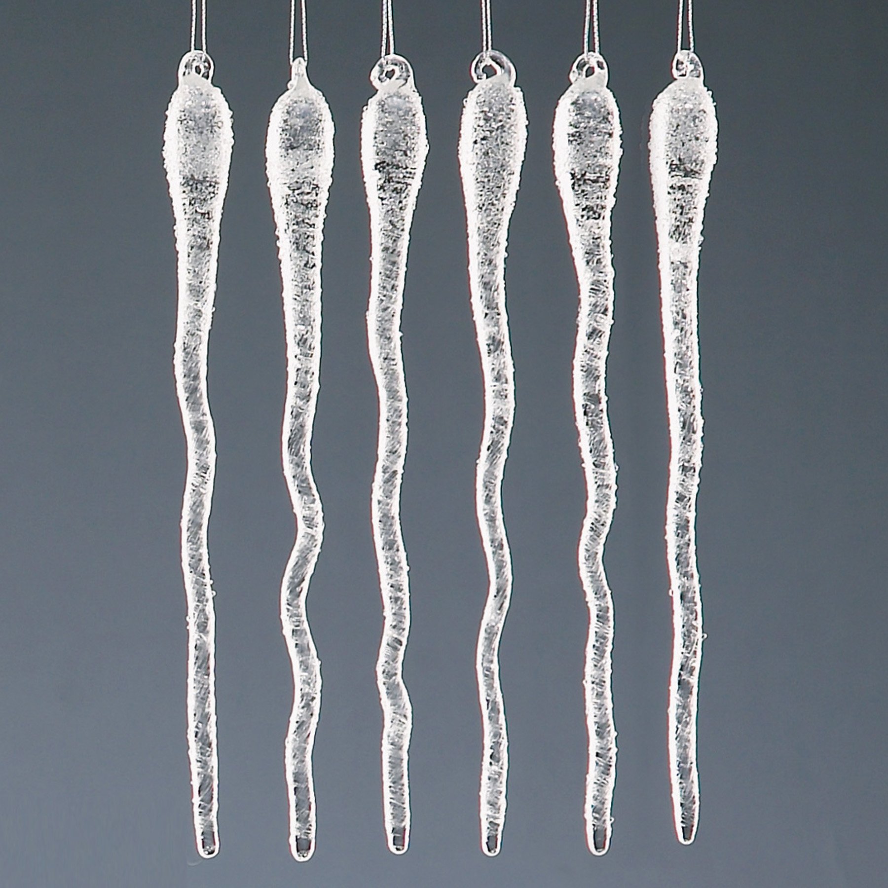 Glass Christmas Tree Decoration (6 Frosted Wavy Icicles 1326)