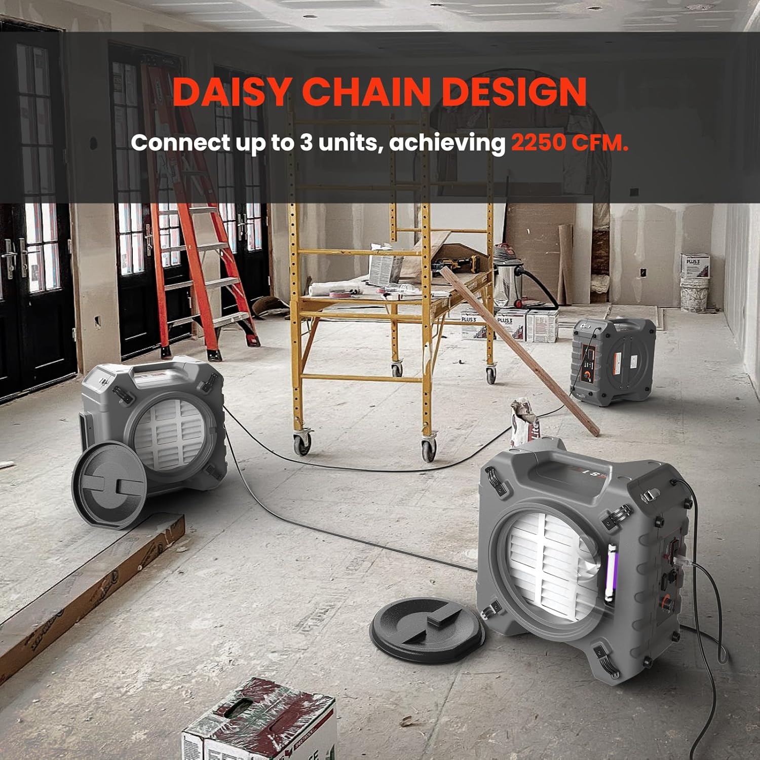 Abestorm Commercial Air Scrubbers for Home, 750 CFM HEPA Air Scrubber with UV-C Light 4-Stage Filtration, Negative Air Machine for Damage Restoration, Stackable, S1 - Image 4