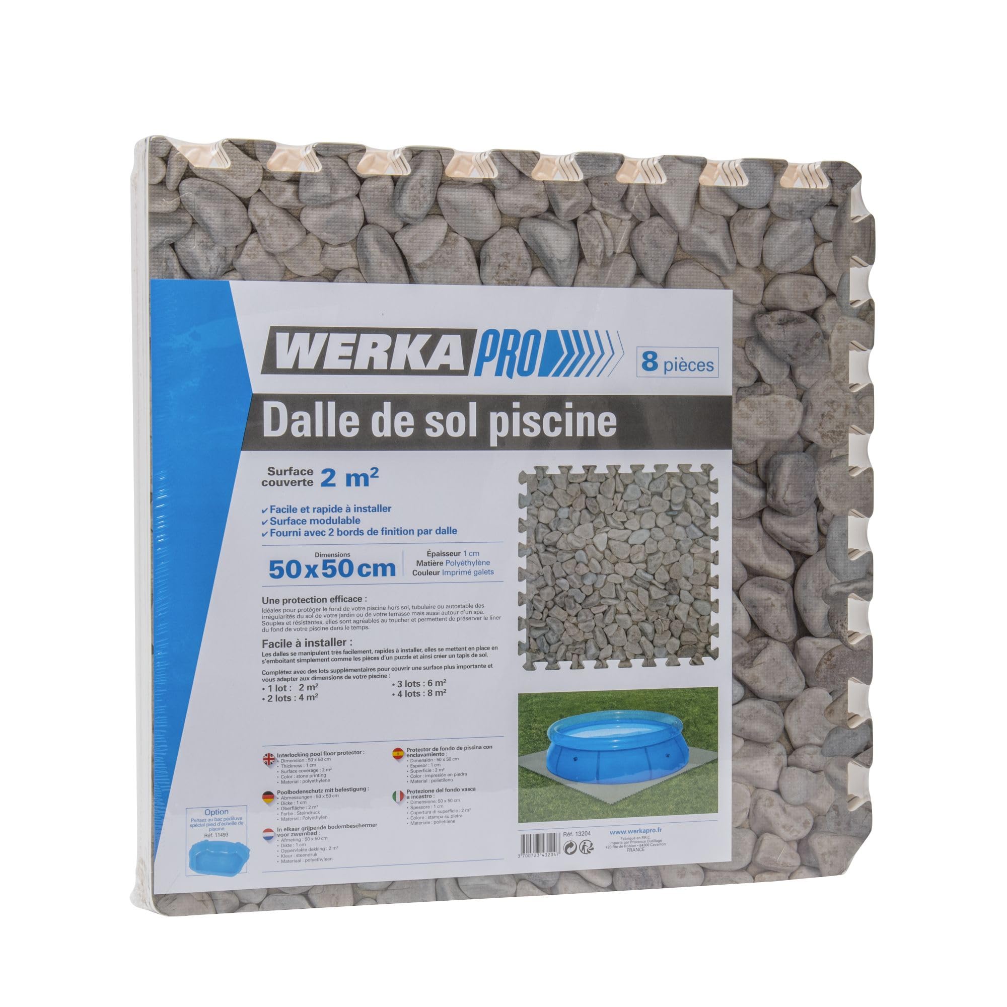 WERKA PRO Tile for Pool Print Pebble 50 x 50 cm 1 cm Thick Pack of 8