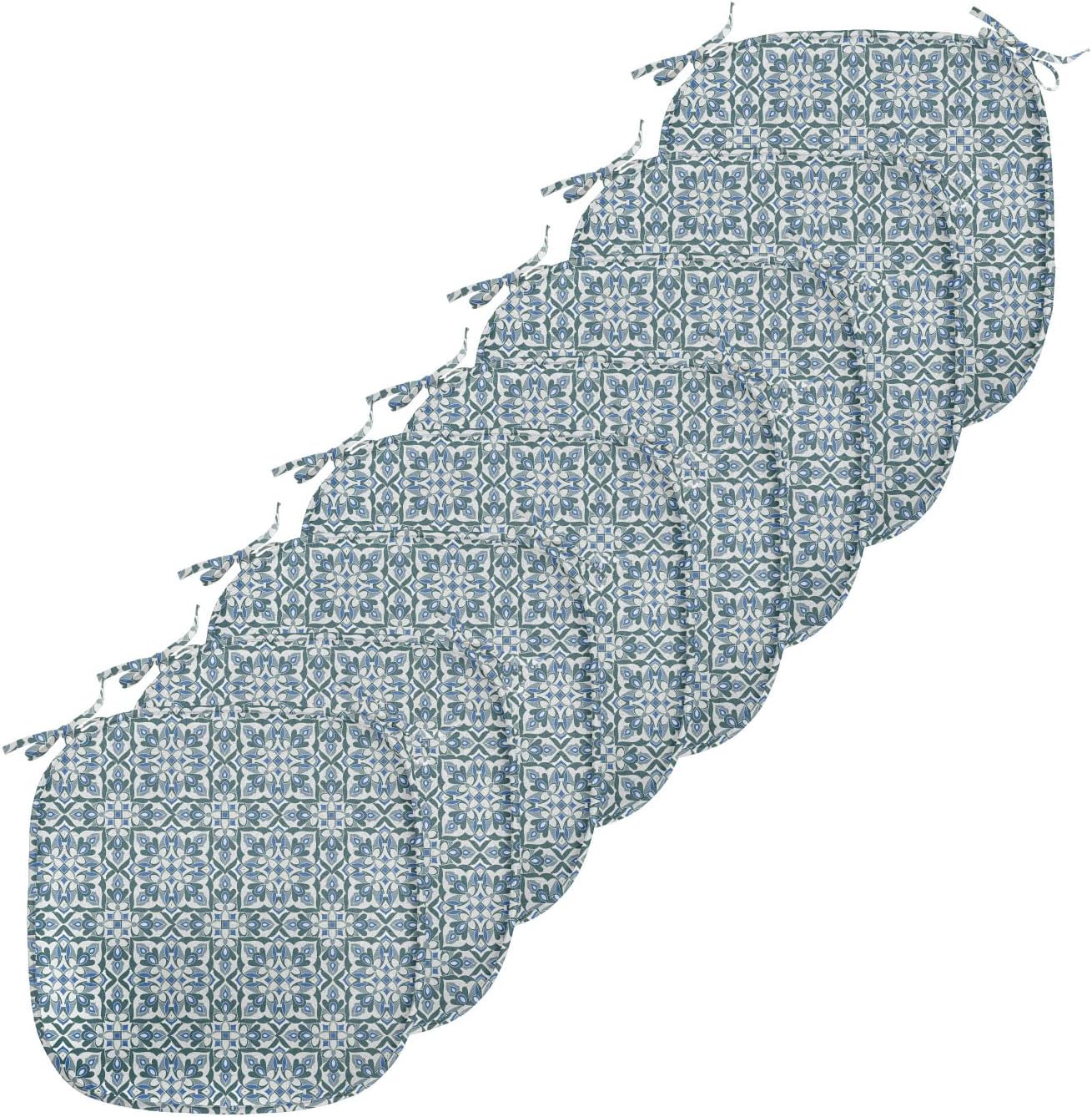 Ambesonne Vintage Chair Seating Cushion Set of 8, Floral