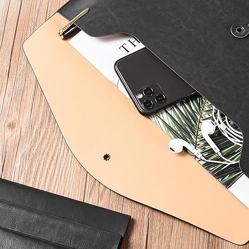 Miniatura 3 de VANRA Carpetas de archivo de piel sintética para documentos de oficina, sobre de archivo, tamaño carta A4, carpeta de archivo con cierre de lazo