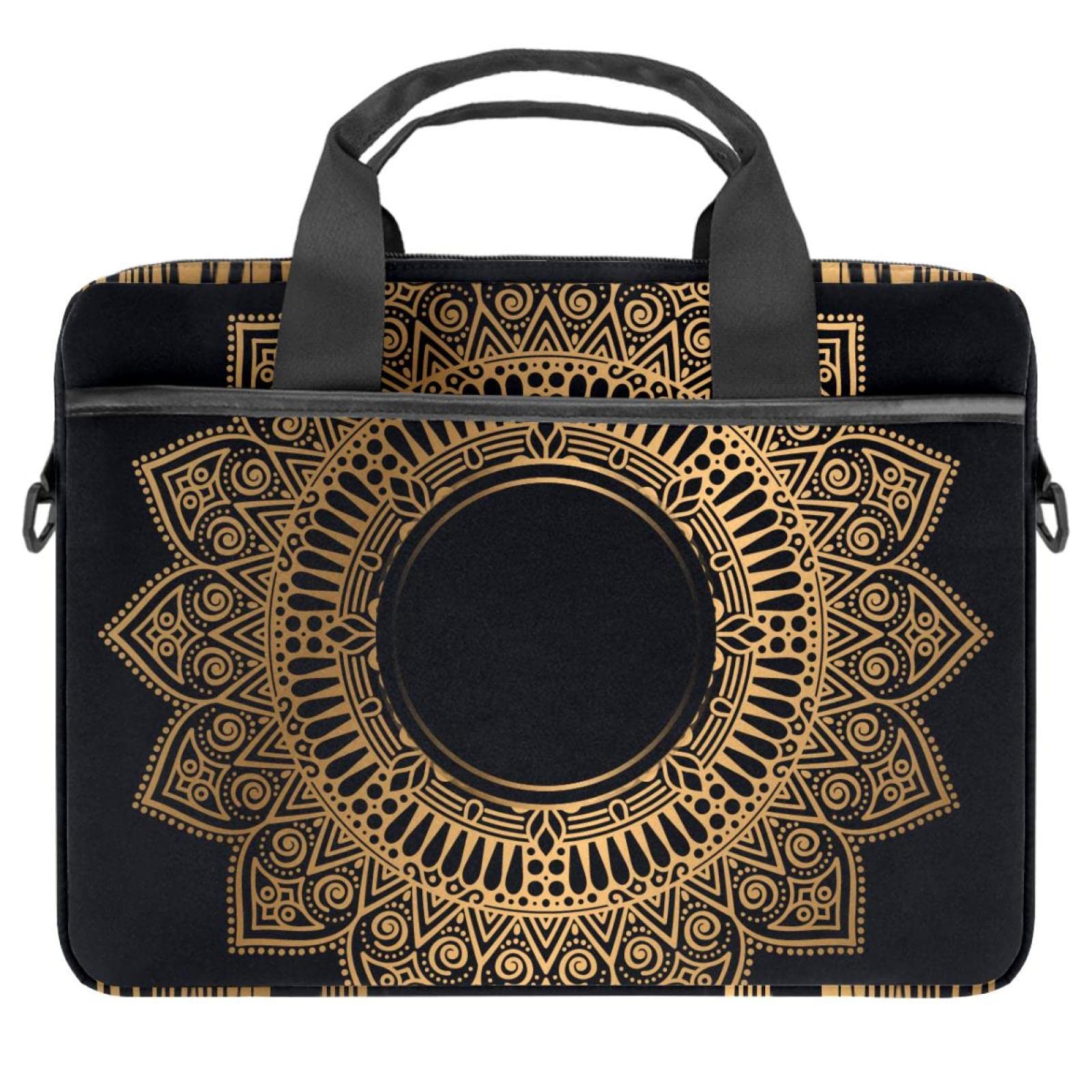Housse ordinateur 14 pouces mandala doré élégant étui PC chic multicolore