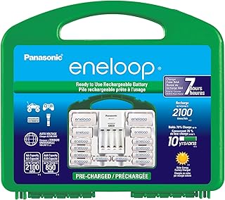 Panasonic KJ17MCC82A eneloop Power Pack, 8AA, 2AAA, 2 C Adapters, 2 D Adapters, Advanced Individual Battery Charger and Plastic Storage Case