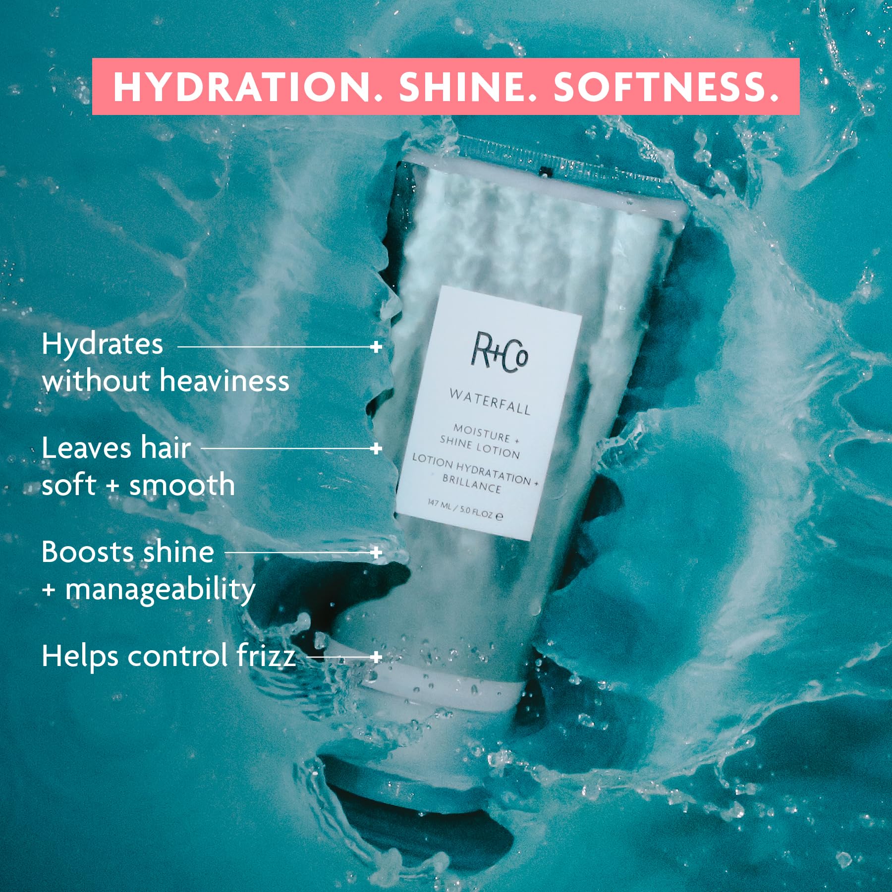 Waterfall Moisture and Shine Lotion by R+Co for Unisex - 5 oz Lotion