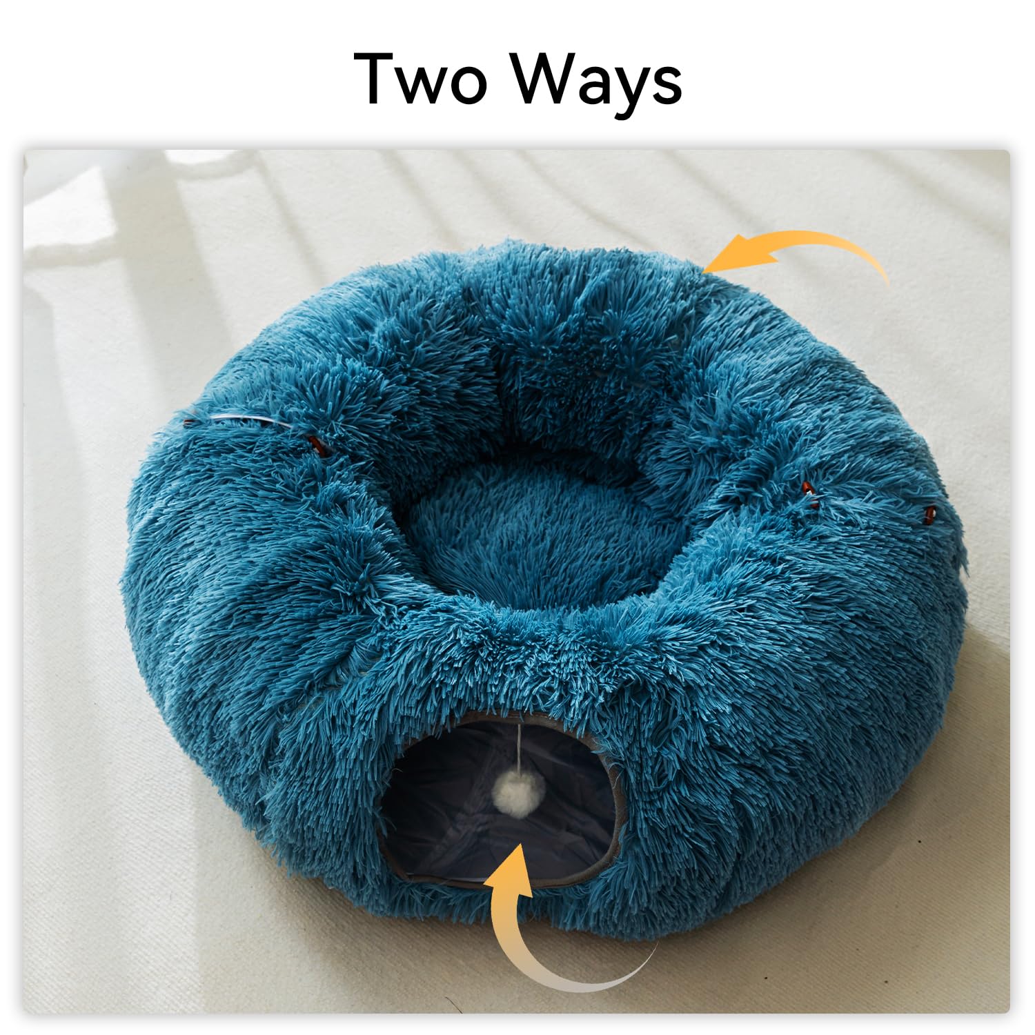 نفق مع سرير شتوي من المخمل للقطط اصدار عام 2022، العاب قطط متعددة الوظائف لداخل المنزل، مناسبة للقطط الصغيرة والمتوسطة والكبيرة من هيبيبت