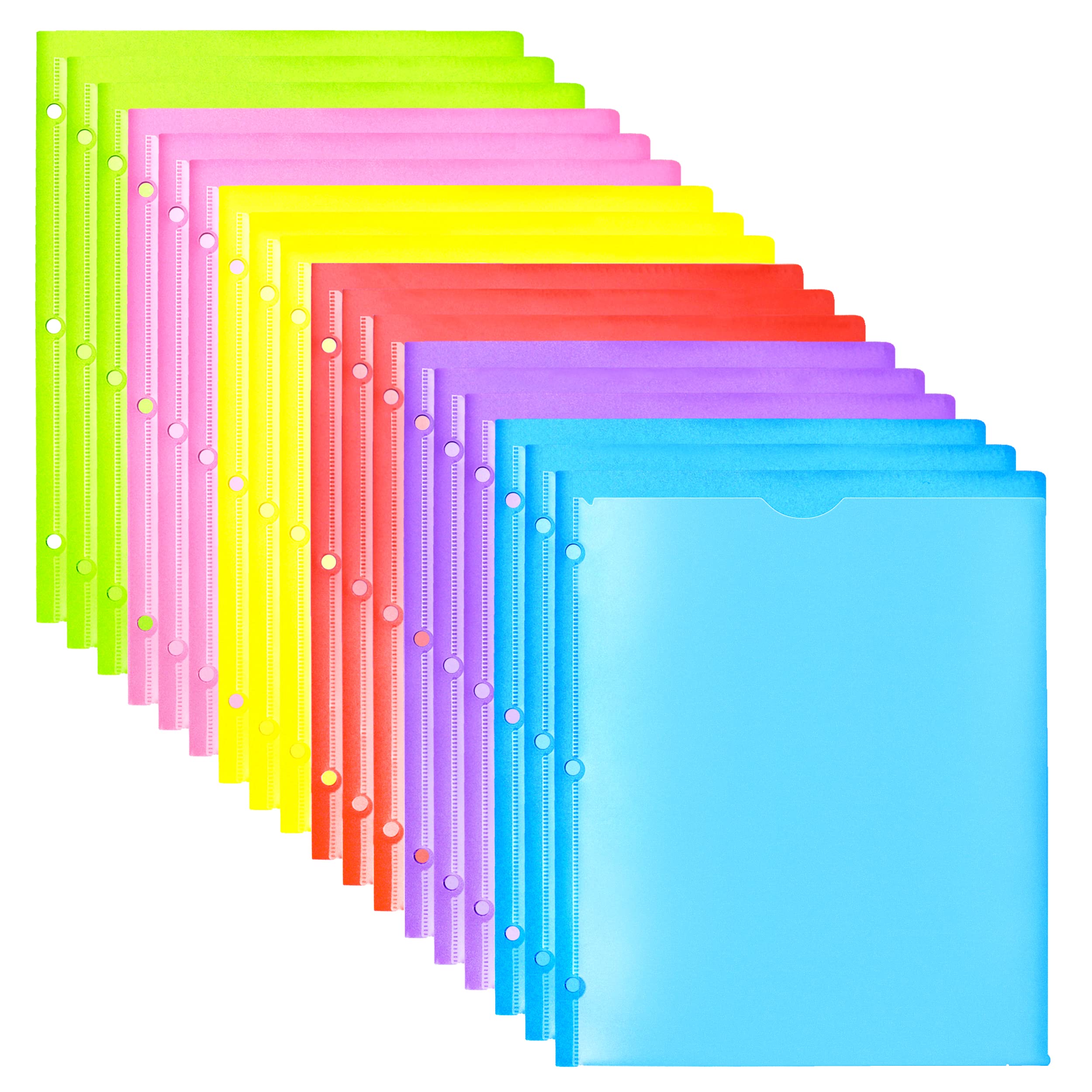 WOT I Heavy Duty Plastic Folders with Clear Front Pockets - 18 Pack, Extra Thick Folders with Pockets and Holes for Binders, Pocket Folders with Card Slot for Letter Size Paper Assorted Colors