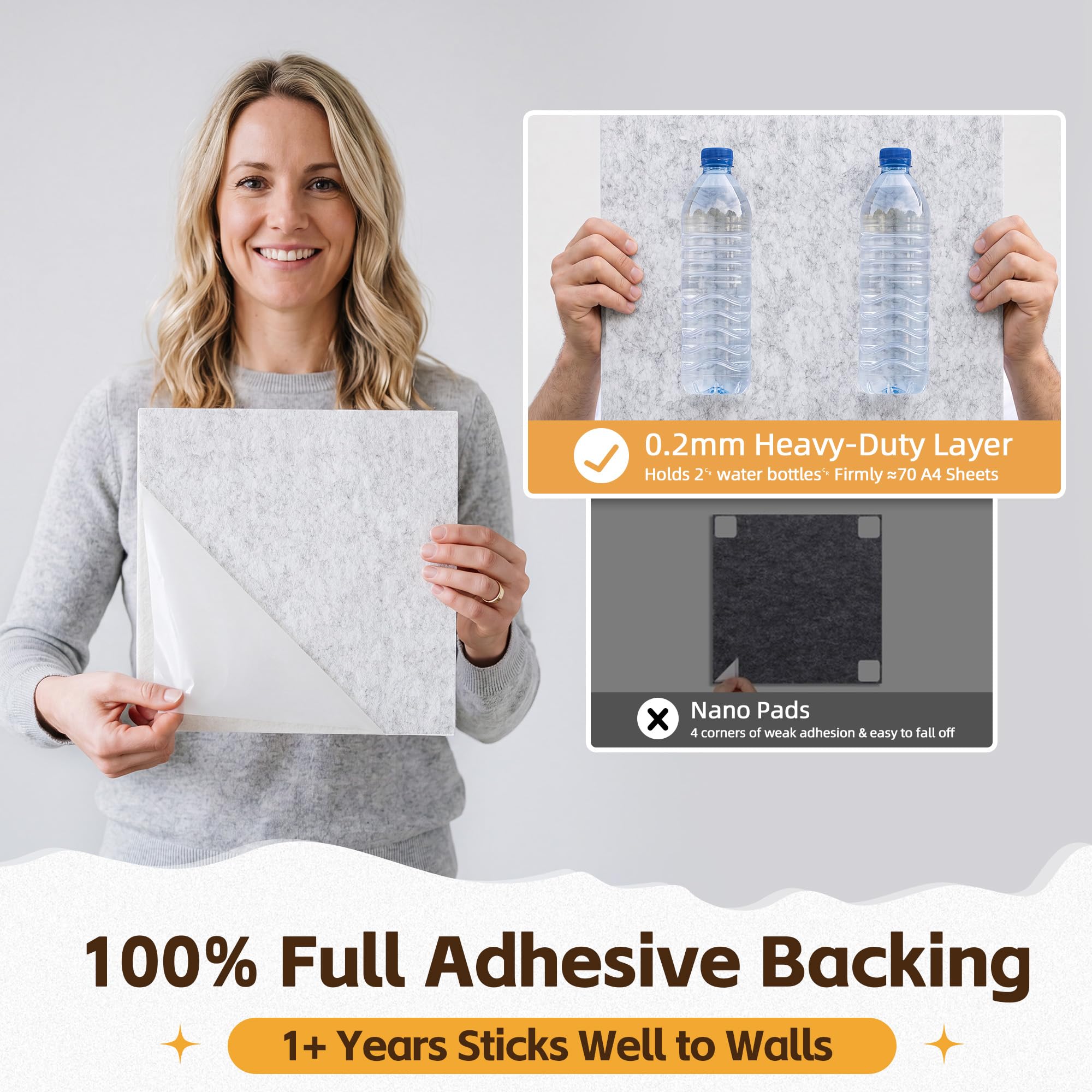 Große Filz Pinnwand Selbstklebend mit 30 Pinnnadeln, 6 Stück 30x30cm Filzboard Memotafeln Memo Boards Bulletin Board Wanddekoration für Büro Küche, Fotos Memos