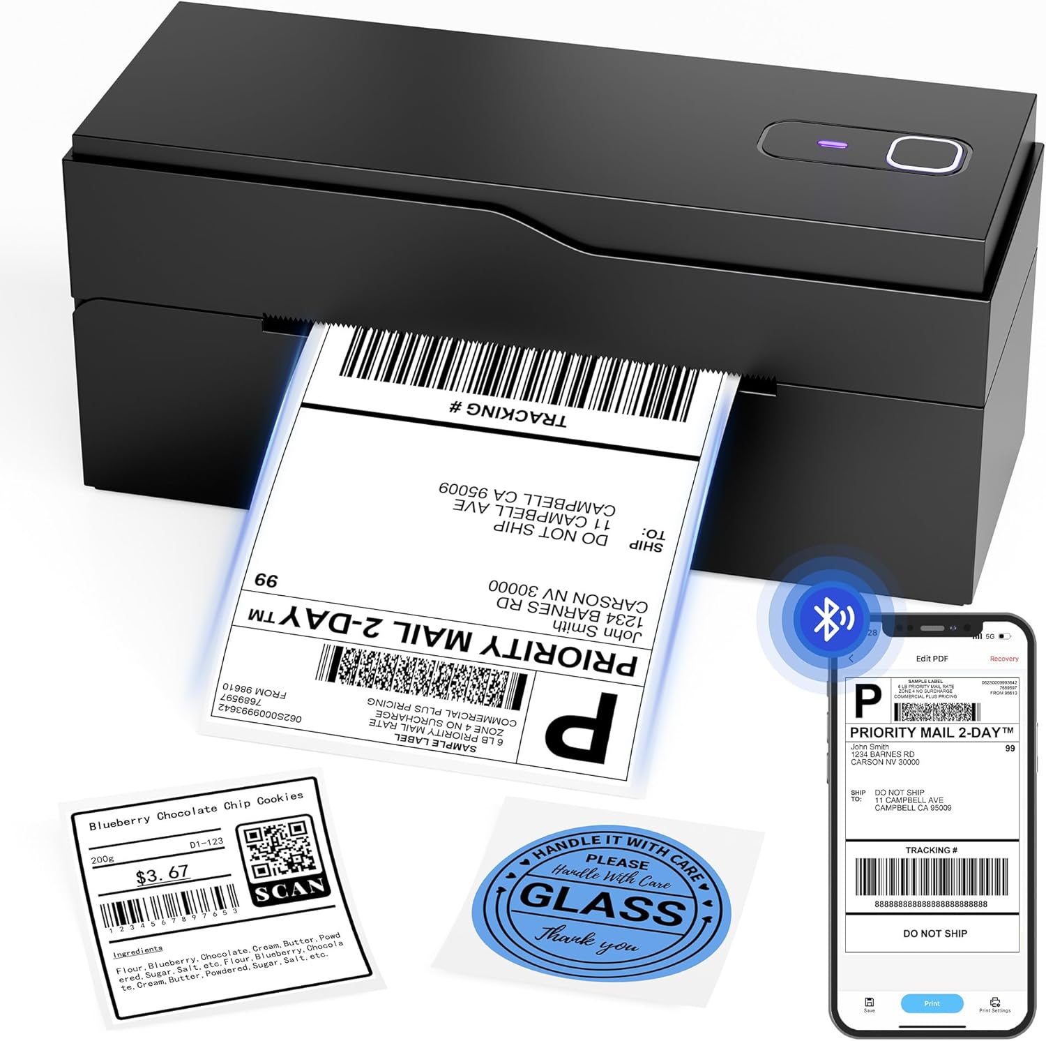 Thermal Shipping Label Printer, Direct PL70 Thermal Printer for Packages, Labels and Barcodes