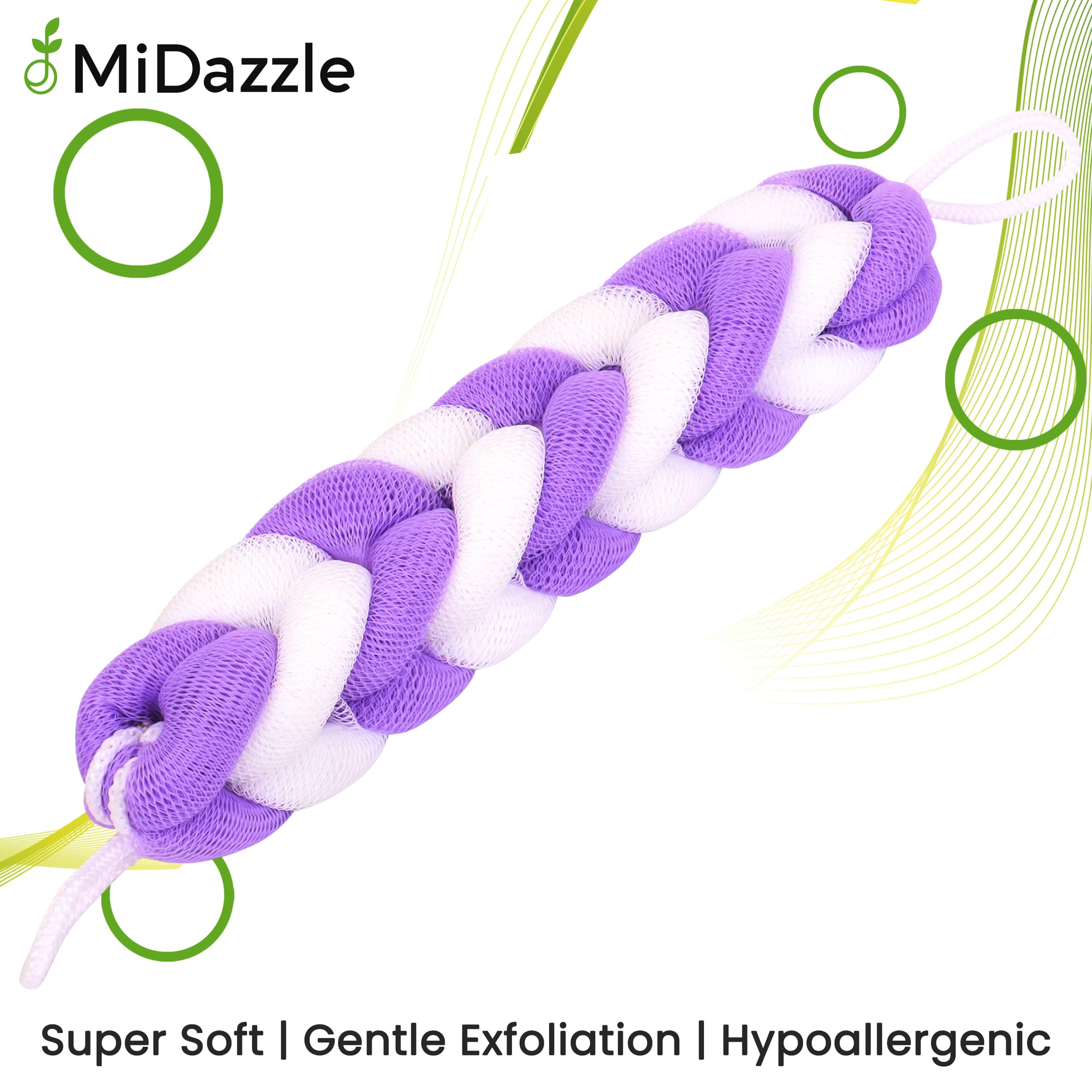 Midazzle Luxury Back Scrubber Loofah Belt for Bathing For Men and Women - Strechable 9 Knots Bath Sponge (Colors May Vary) (Pack of 1) - Image 3 thumbnail
